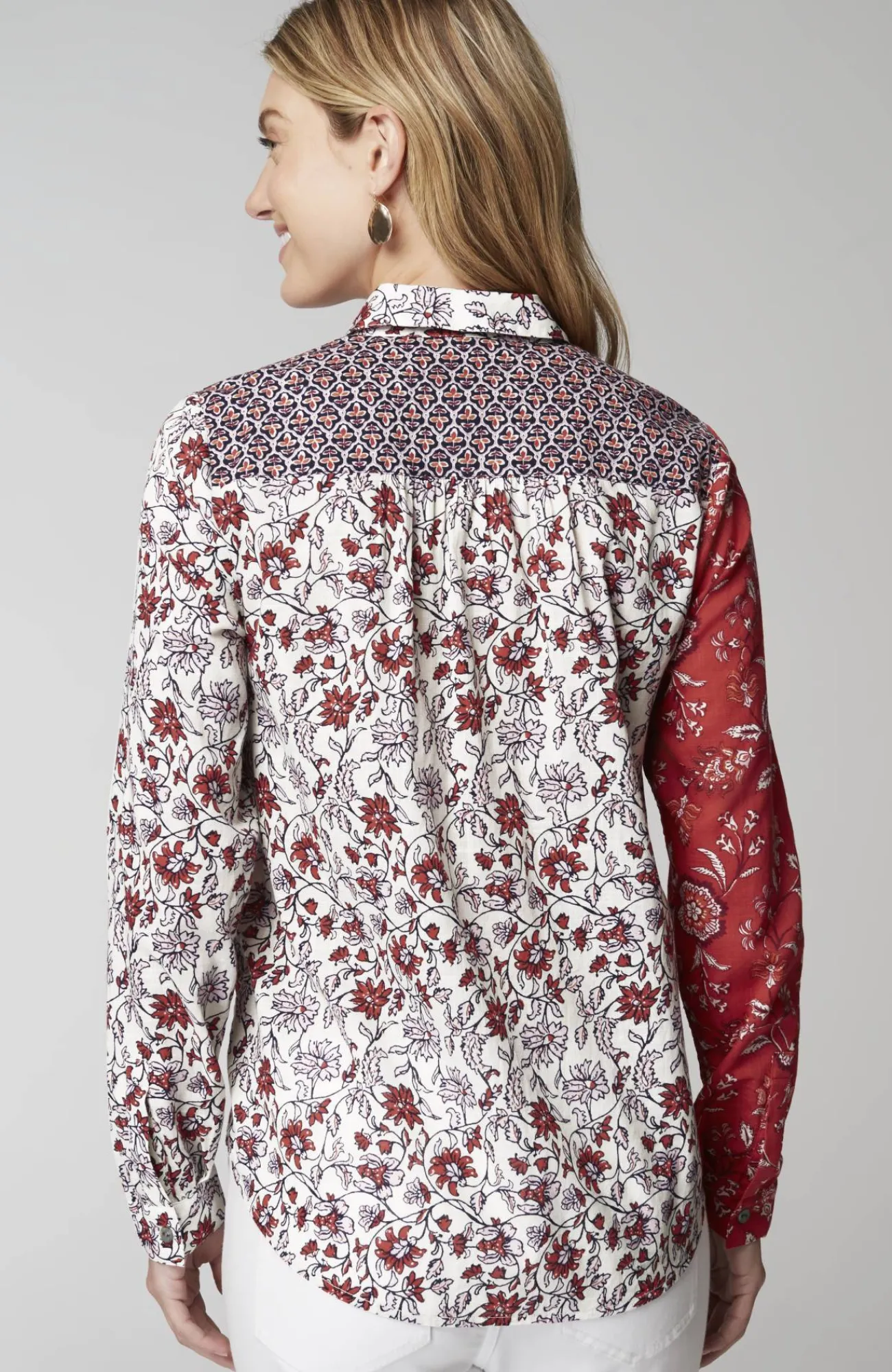 J.Jill One-Pocket Shirred-Back Shirt Outlet