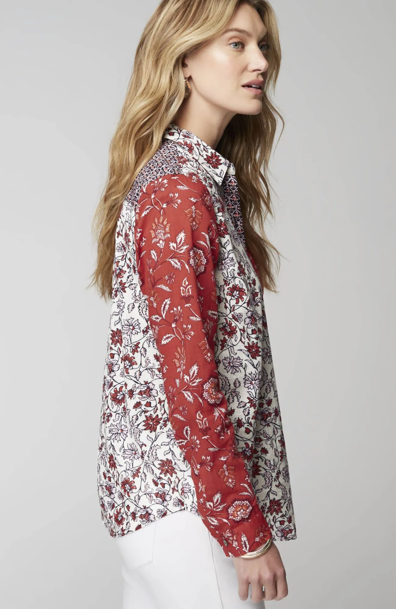 J.Jill One-Pocket Shirred-Back Shirt Outlet