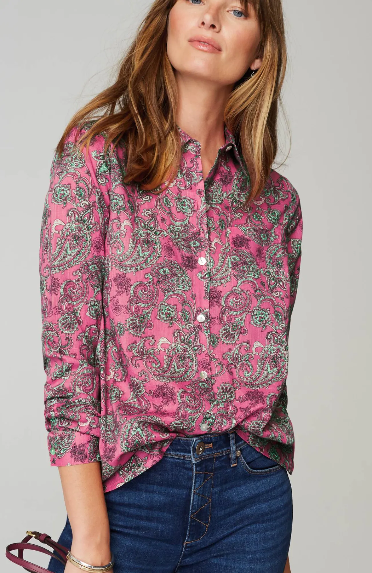 J.Jill One-Pocket Shirred-Back Shirt Outlet