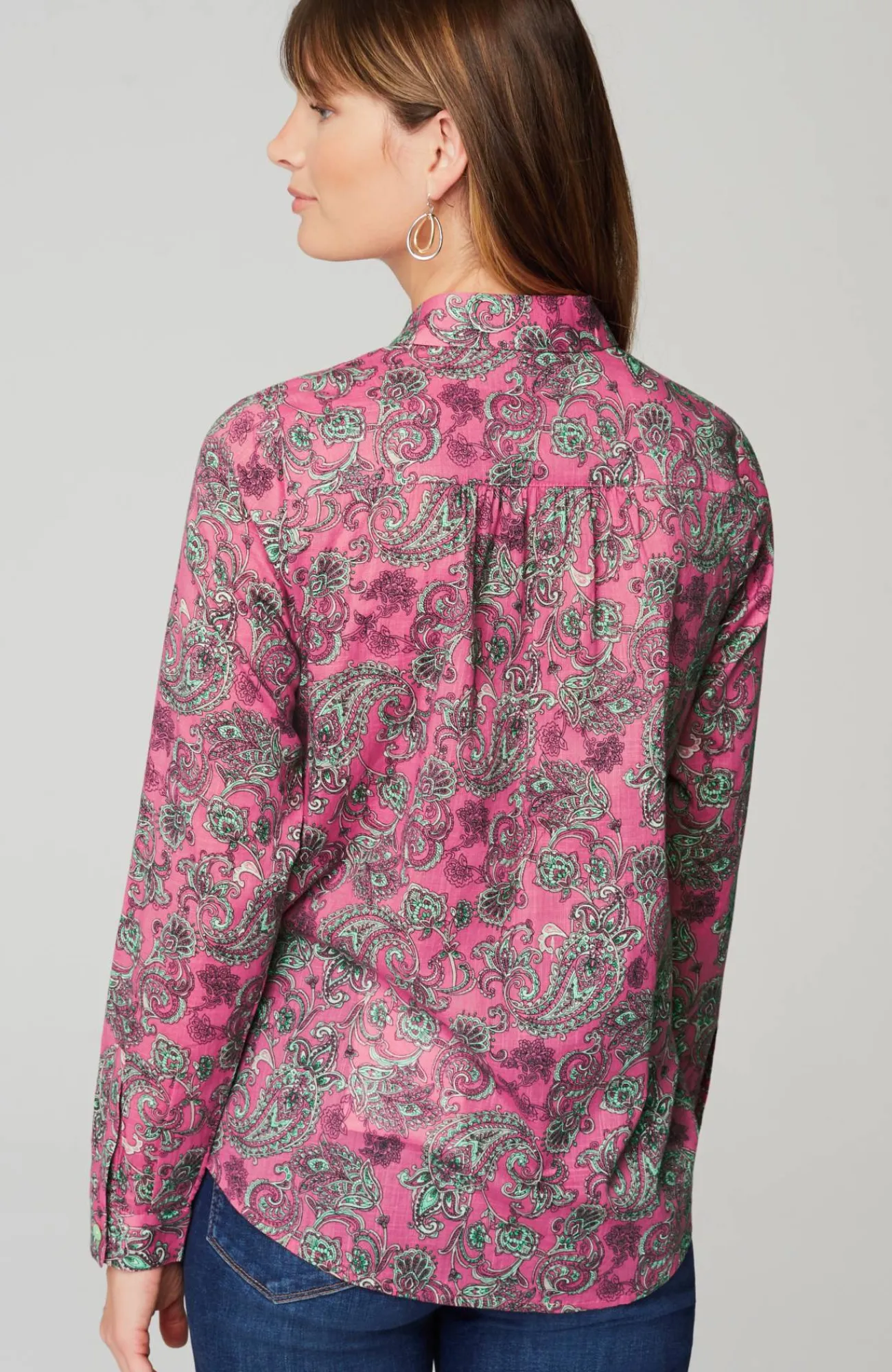 J.Jill One-Pocket Shirred-Back Shirt Outlet