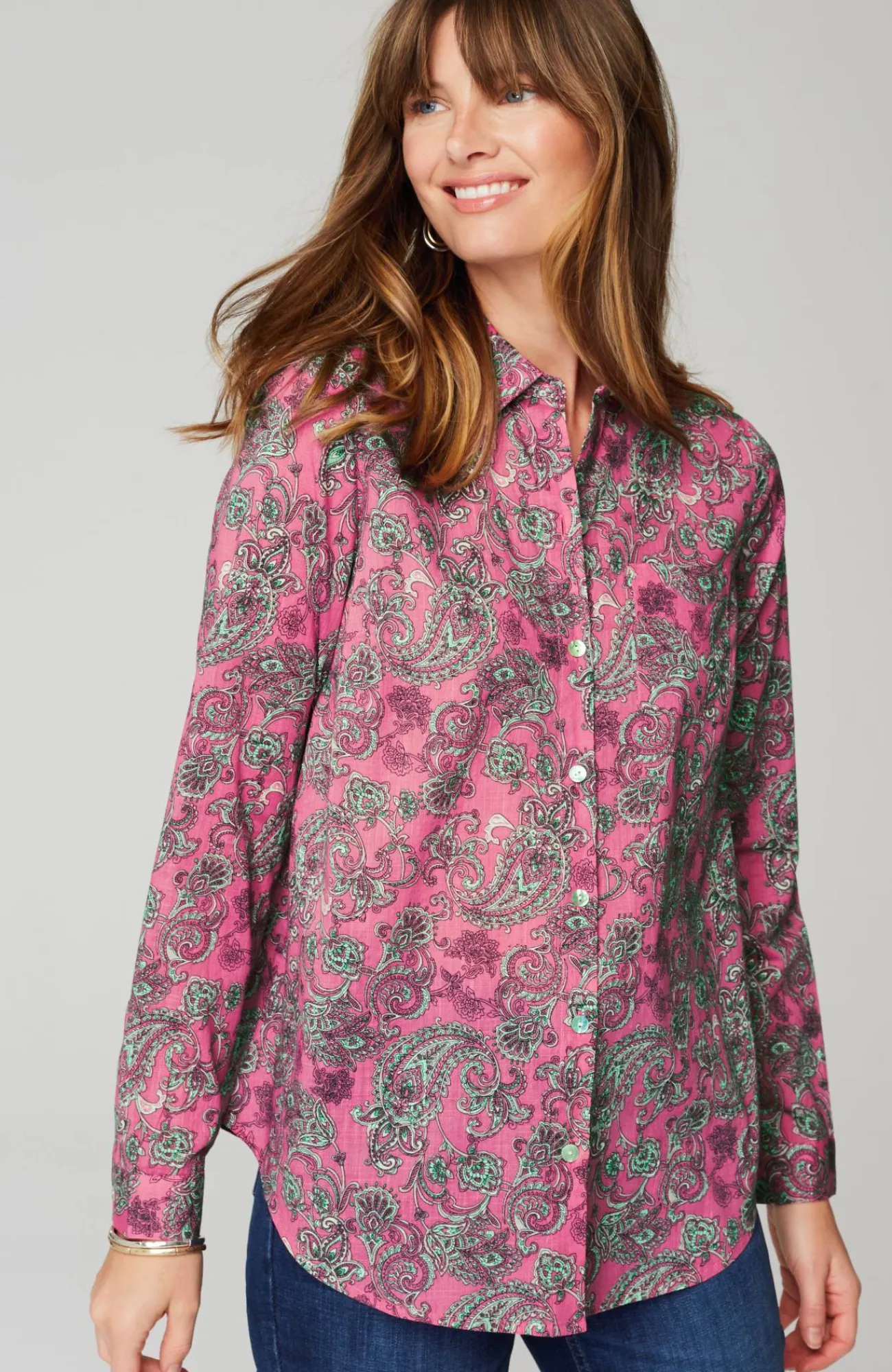 J.Jill One-Pocket Shirred-Back Shirt Outlet