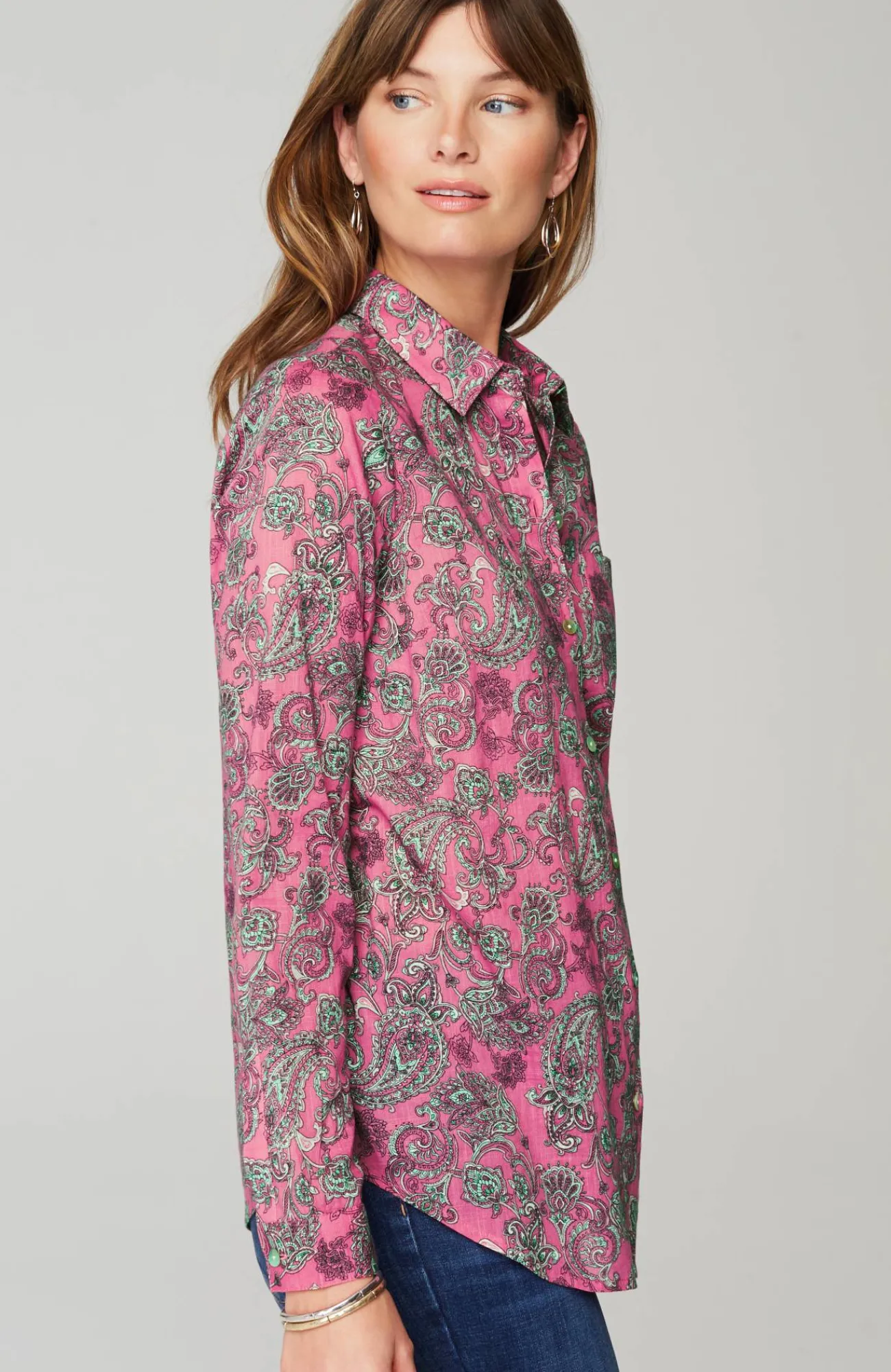 J.Jill One-Pocket Shirred-Back Shirt Outlet