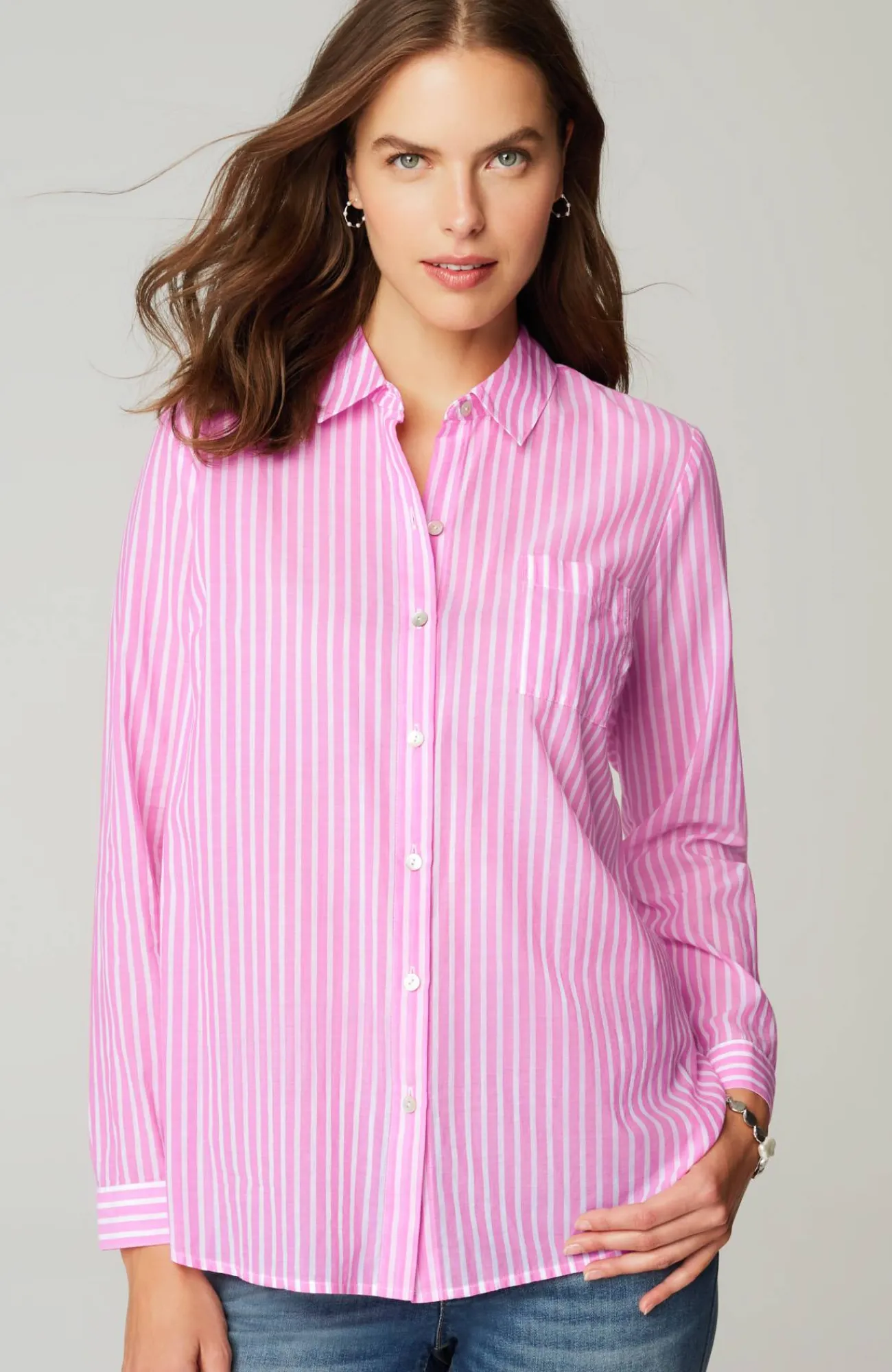 J.Jill One-Pocket Shirred-Back Shirt Outlet