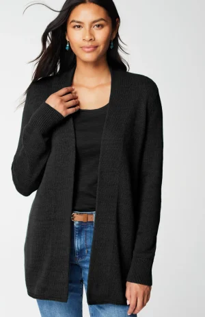 J.Jill Open-Front Shawl-Collar Cardi Black Store