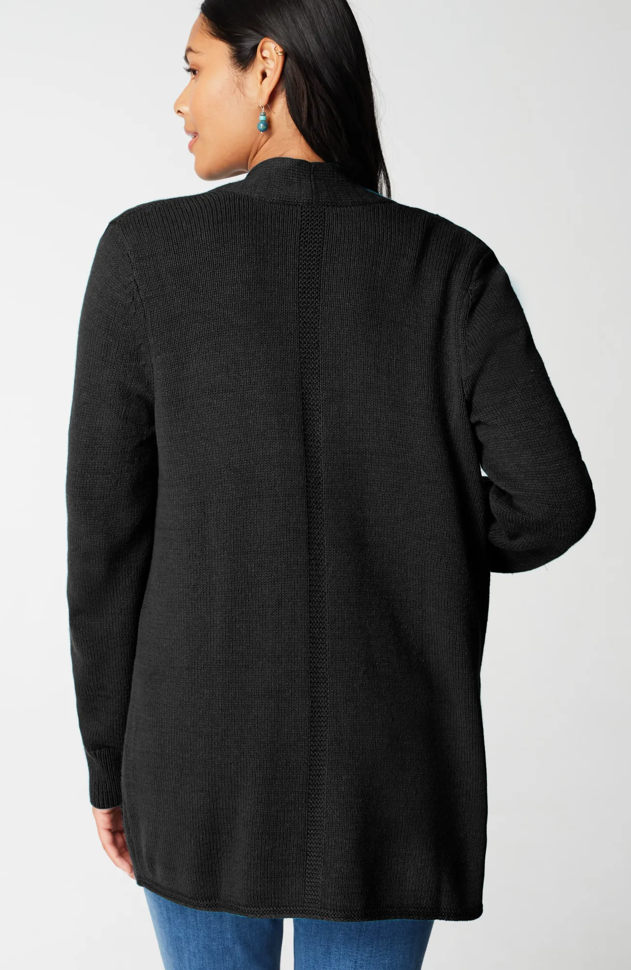 J.Jill Open-Front Shawl-Collar Cardi Black Store