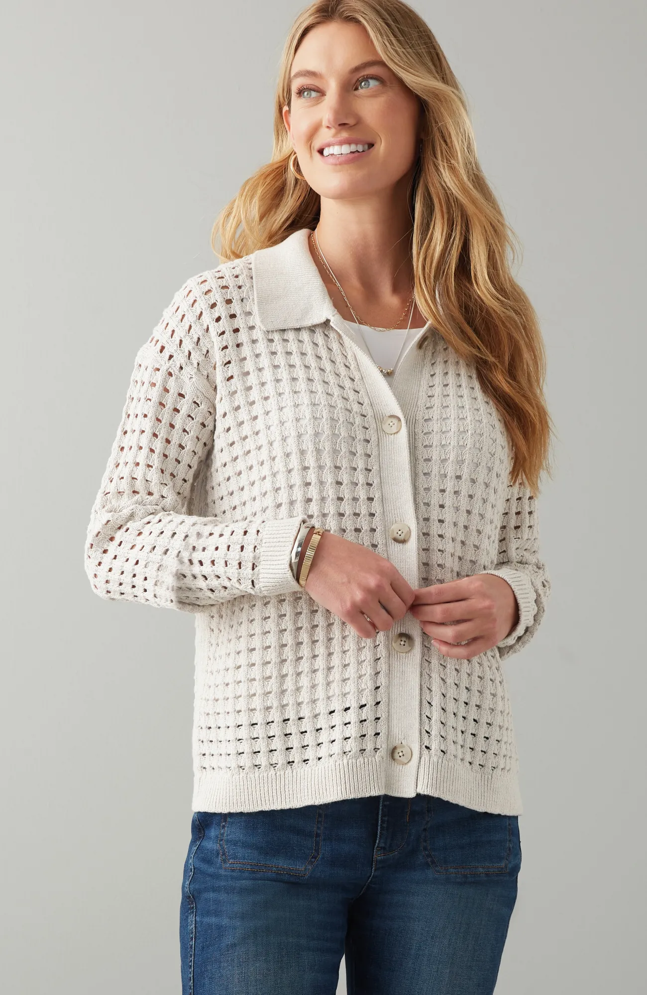J.Jill Open-Texture Cardi Discount