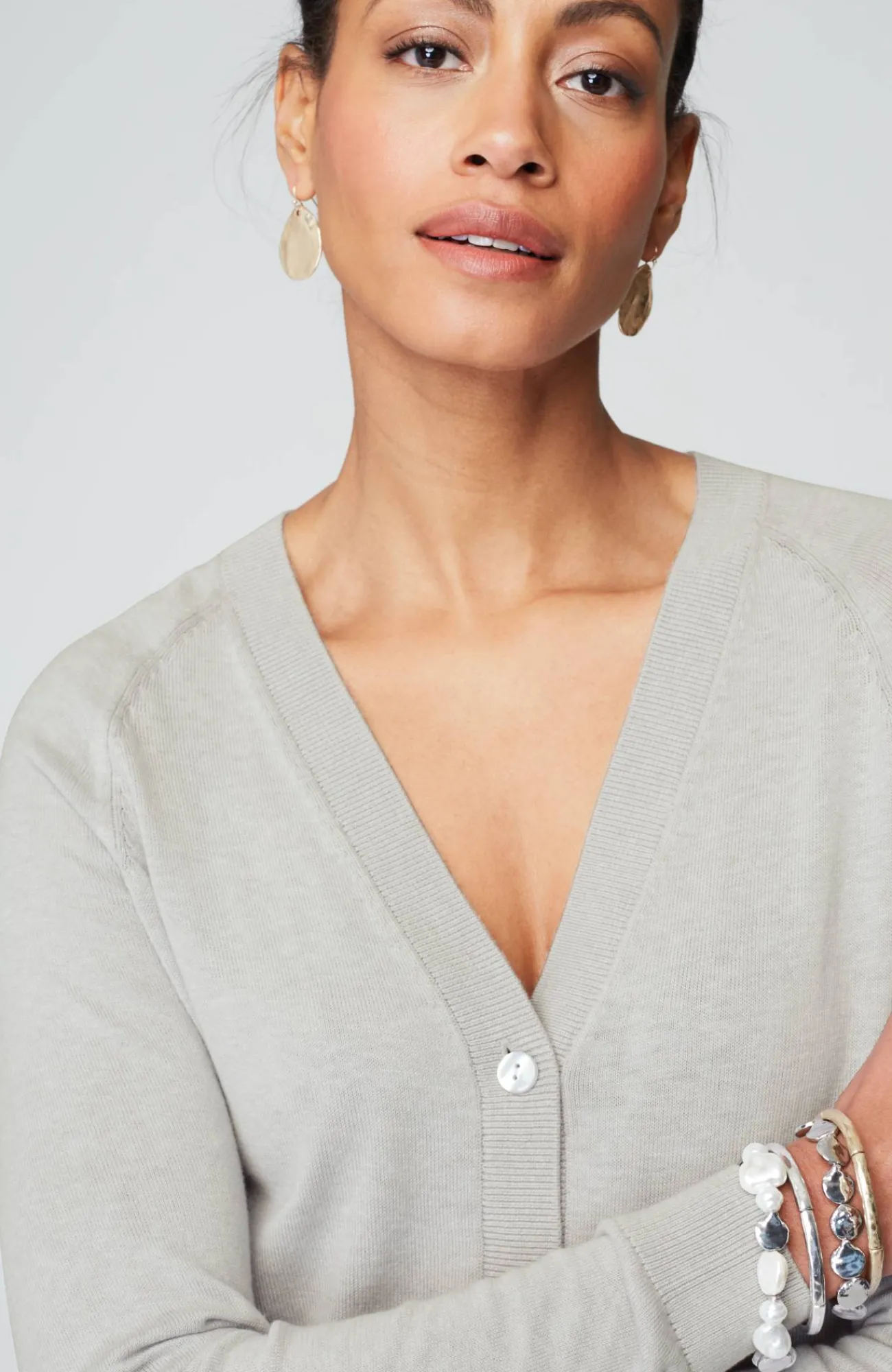 J.Jill Organically Grown Cotton V-Neck Cardi Hot