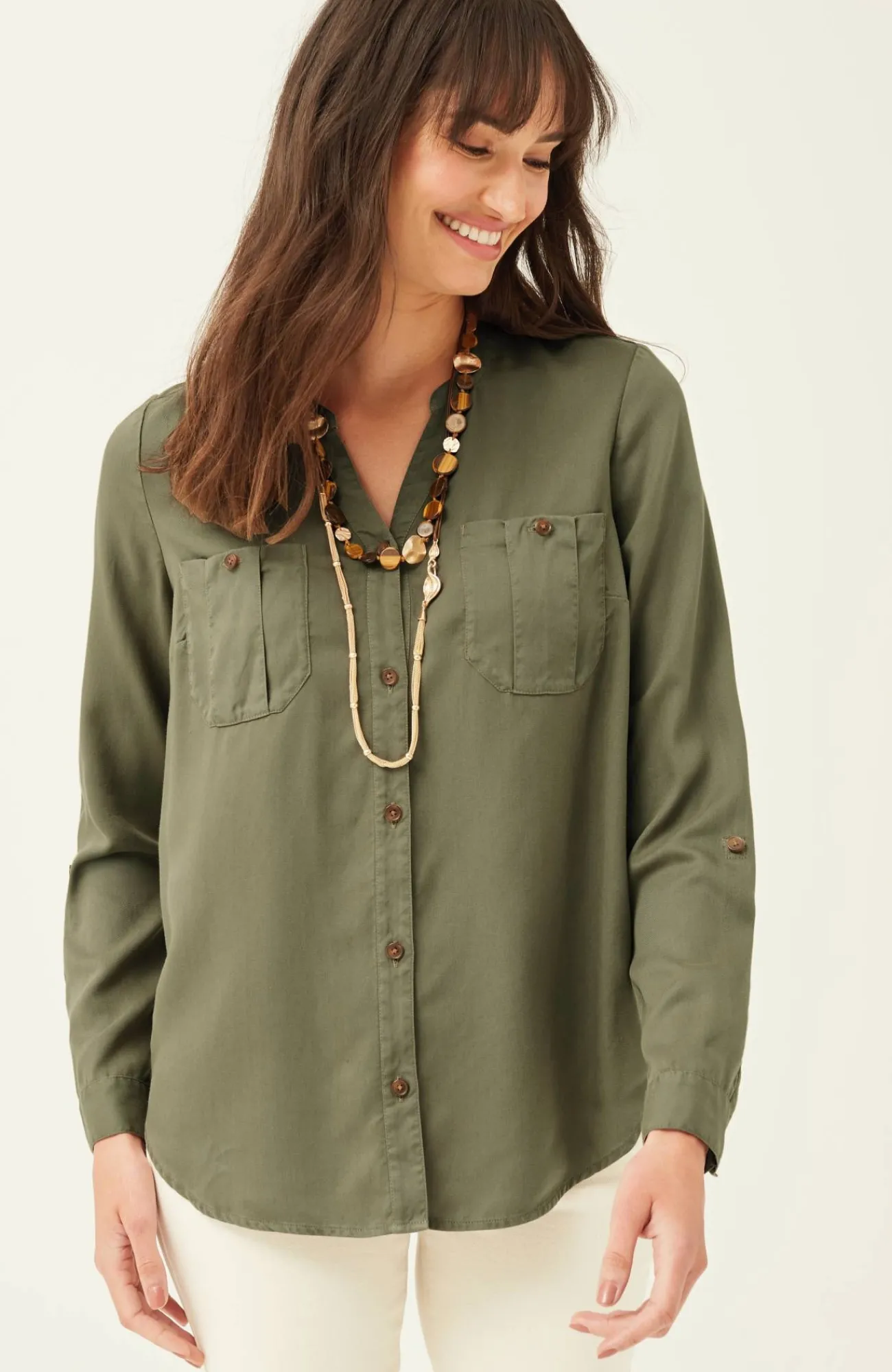 J.Jill Overdyed Button-Front Camp Shirt Clearance