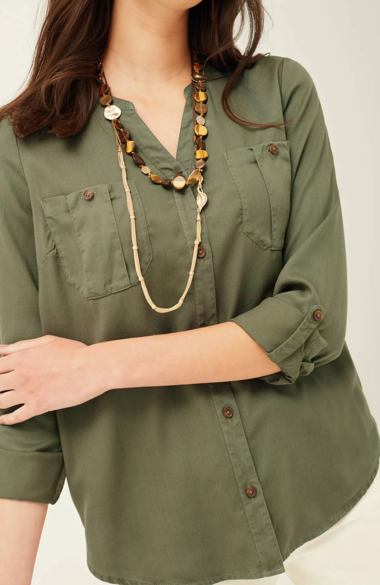 J.Jill Overdyed Button-Front Camp Shirt Clearance