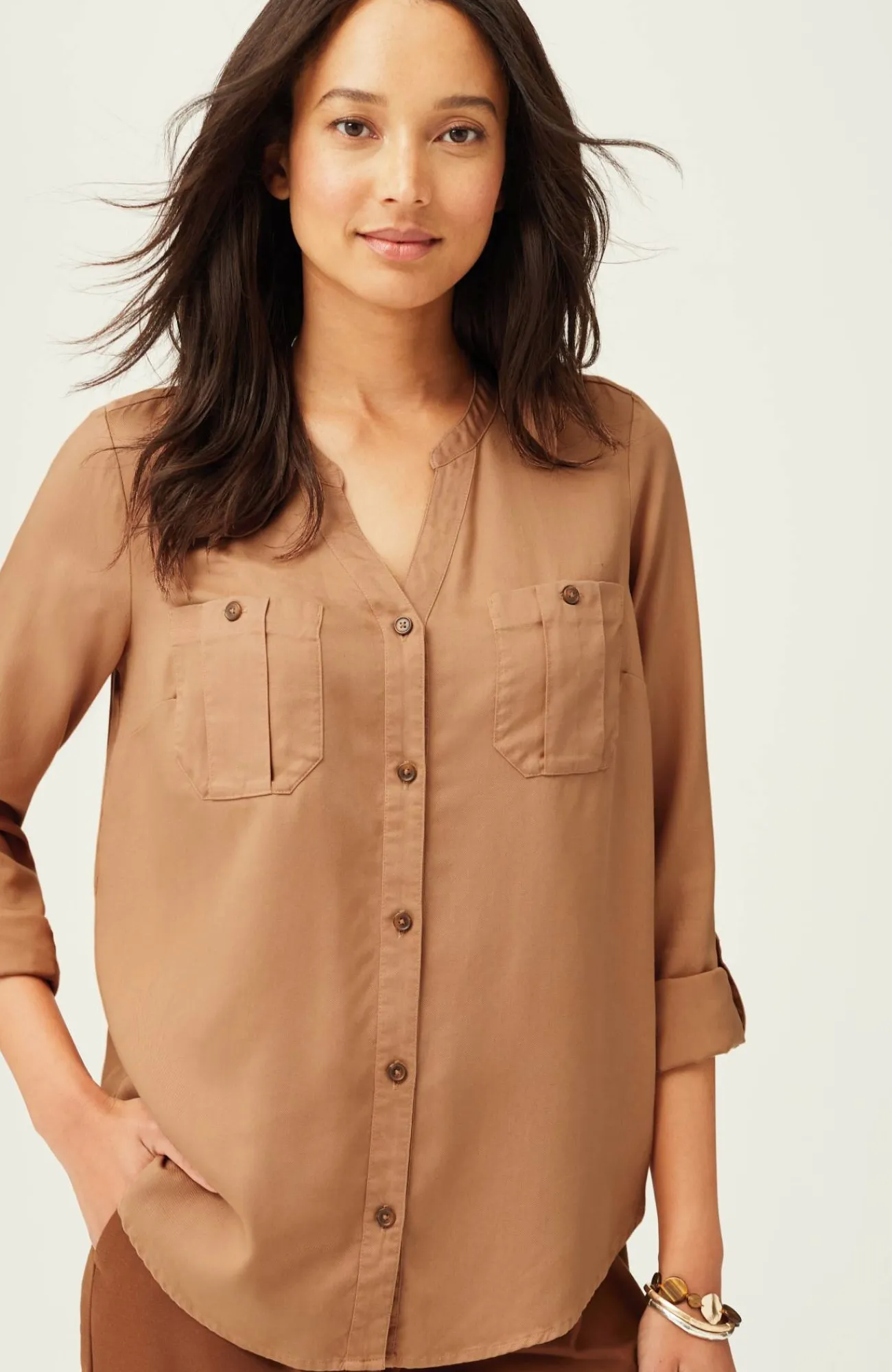 J.Jill Overdyed Button-Front Camp Shirt Clearance