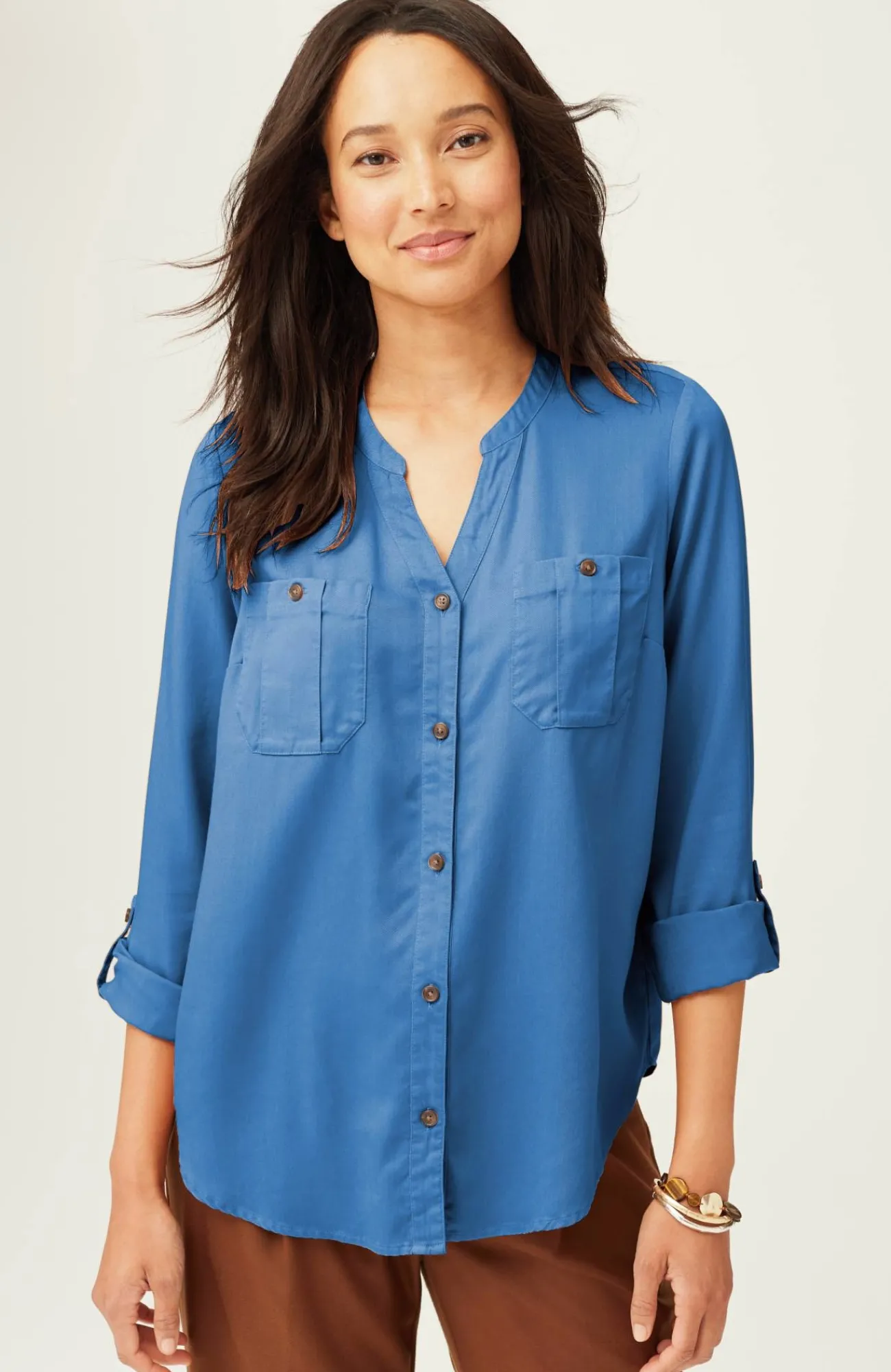 J.Jill Overdyed Button-Front Camp Shirt Clearance