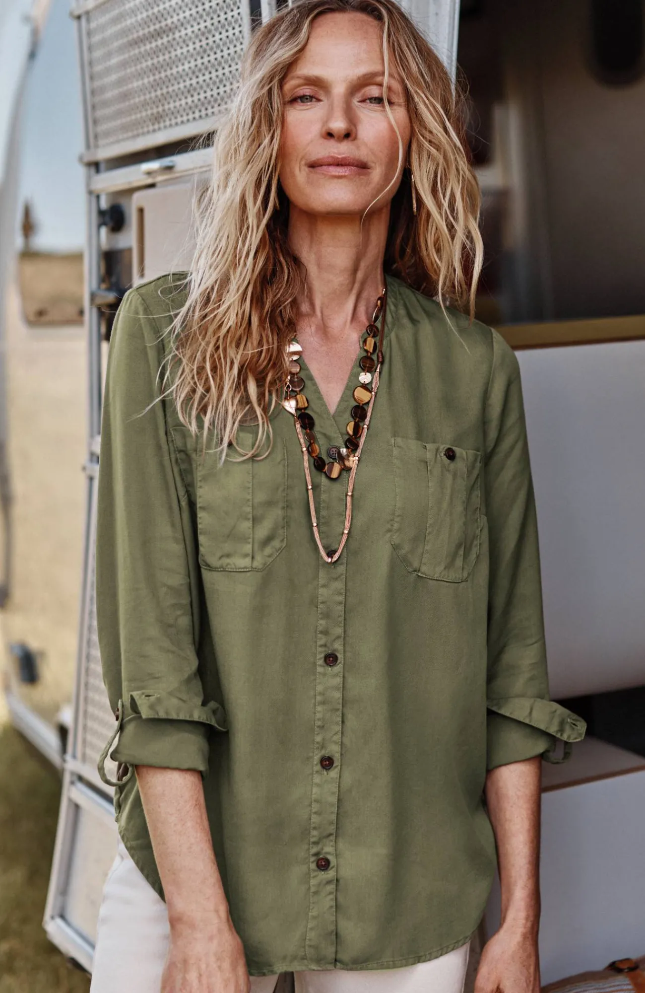 J.Jill Overdyed Button-Front Camp Shirt Clearance