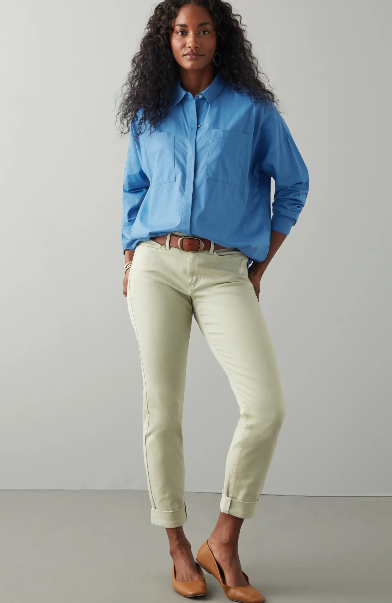 J.Jill Oversized Poplin Tunic Blue Agate Store