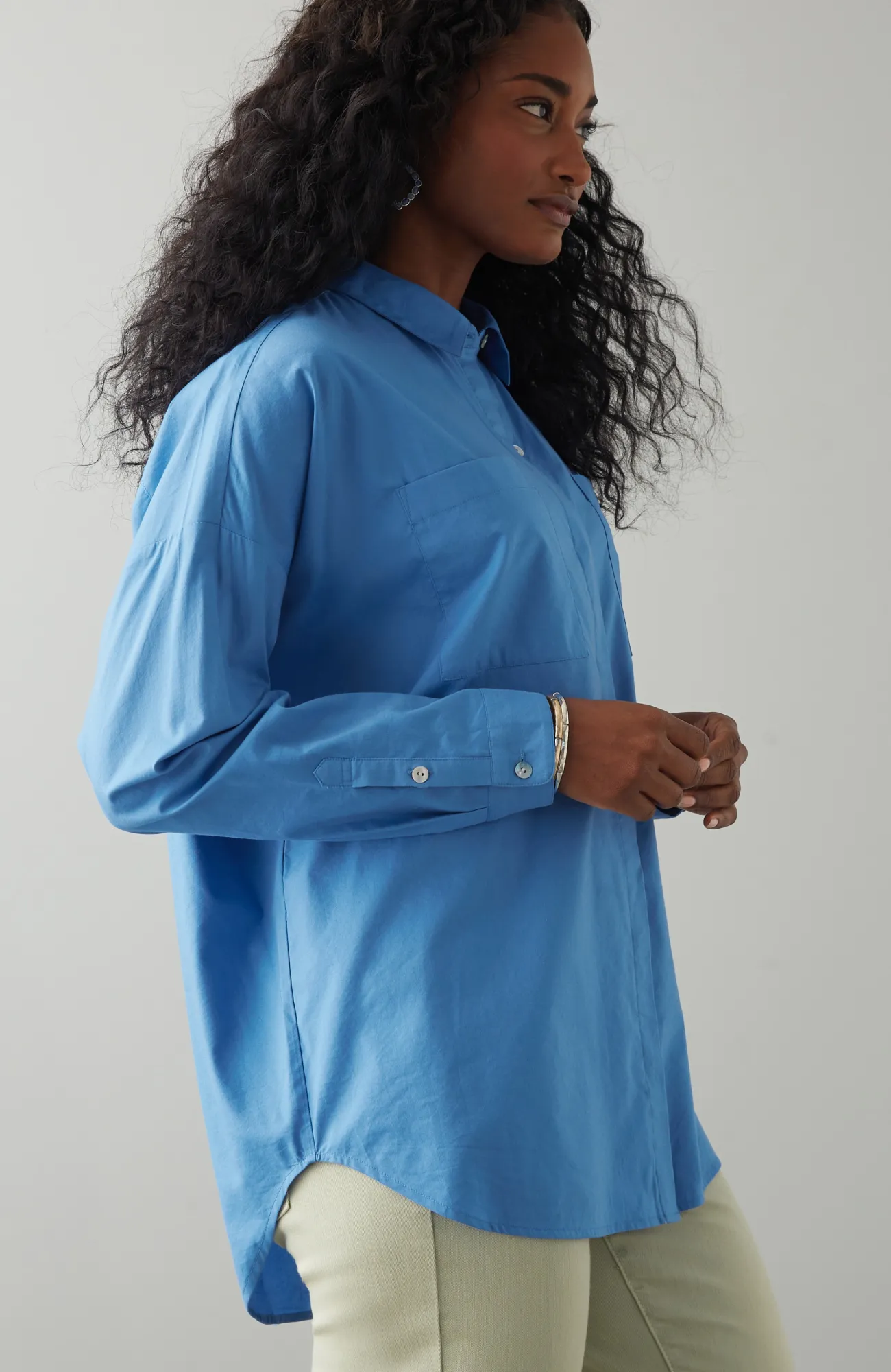 J.Jill Oversized Poplin Tunic Blue Agate Store