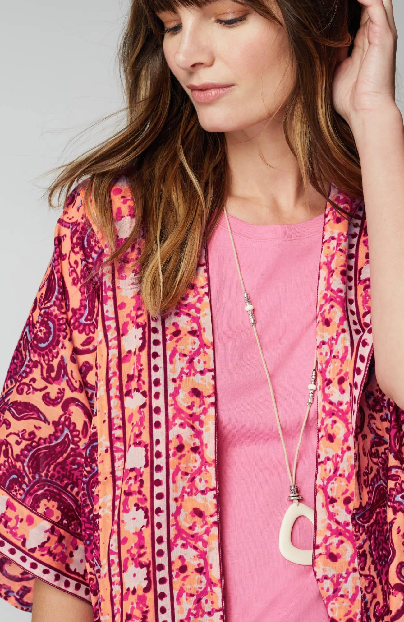 J.Jill Painterly Paisley Ruana Apricot Multi Flash Sale