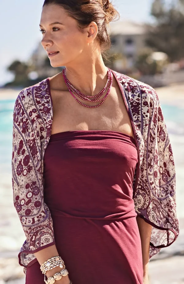 J.Jill Paisley-Printed Shrug Cranberry Multi Online