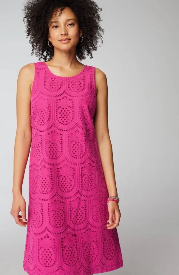 J.Jill Pineapple Eyelet Shift Dress Peony Best