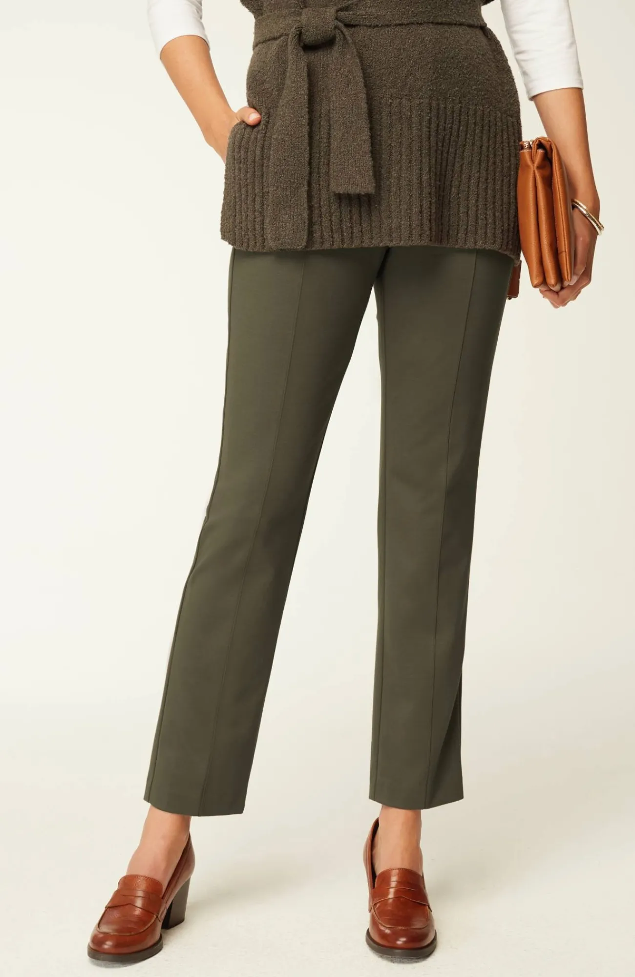 J.Jill Pintucked Ponte Slim-Leg Pants New