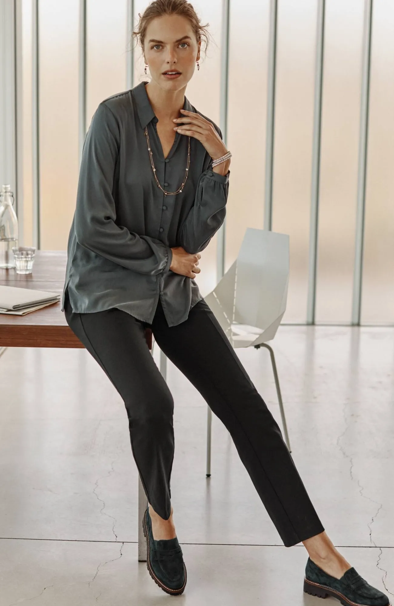 J.Jill Pintucked Ponte Slim-Leg Pants New