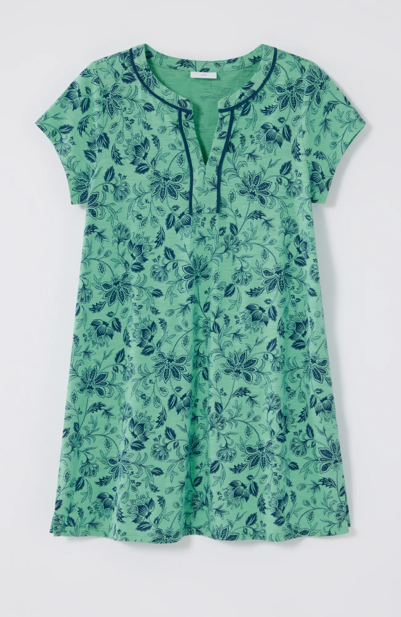 J.Jill Piped Tunic Fresh Mint Large Hand Drawn Jacobean Online