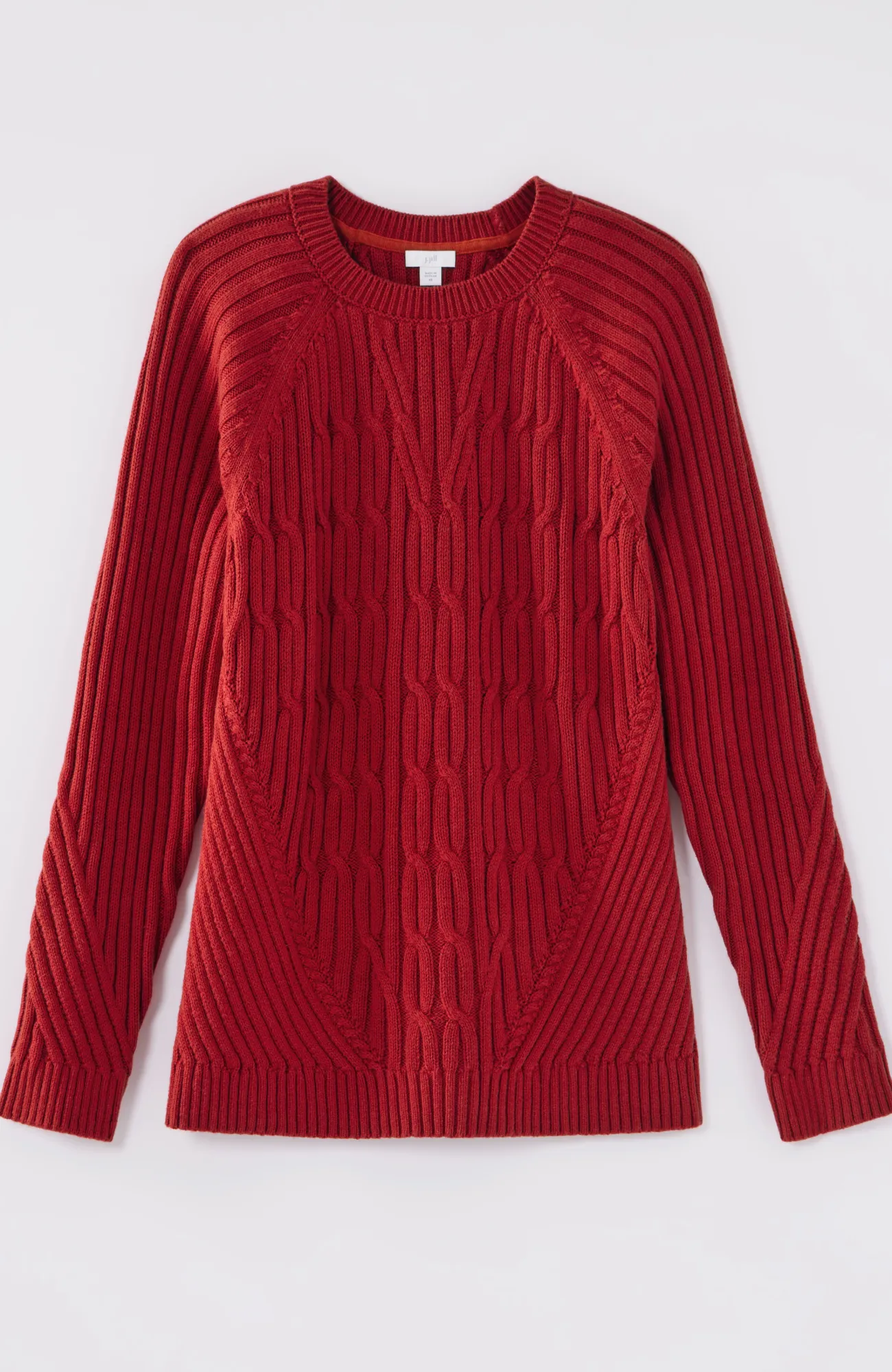 J.Jill Placed-Cable Sweater Radiant Red Clearance