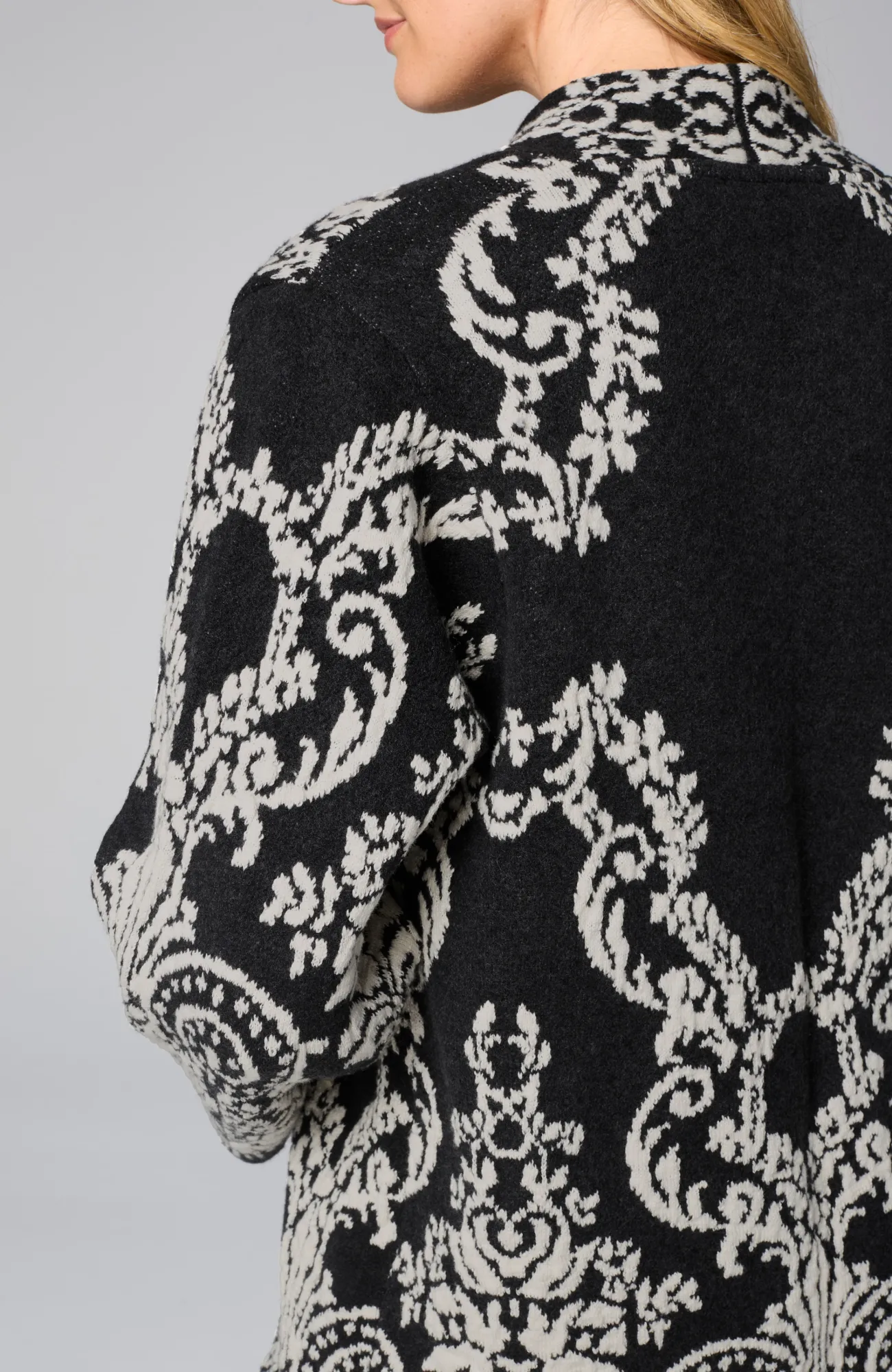 J.Jill Placed-Jacquard Cardi Black Heather/barley Flash Sale