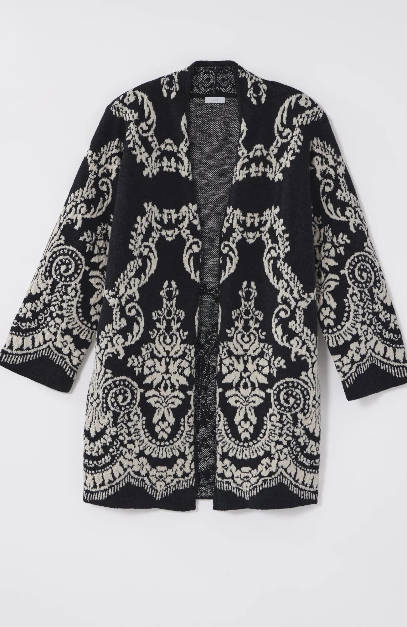 J.Jill Placed-Jacquard Cardi Black Heather/barley Flash Sale