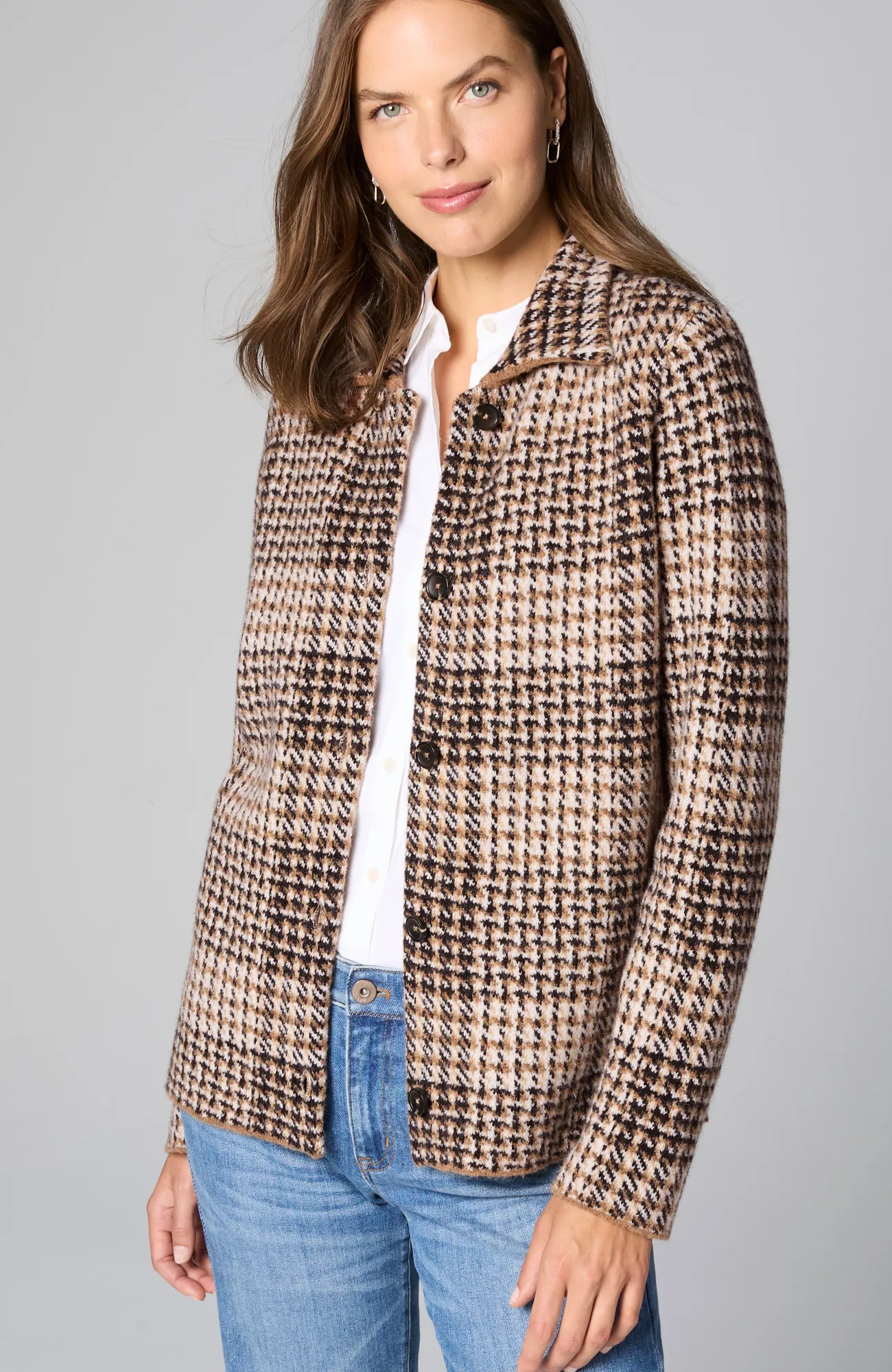 J.Jill Plaid Button-Front Sweater New