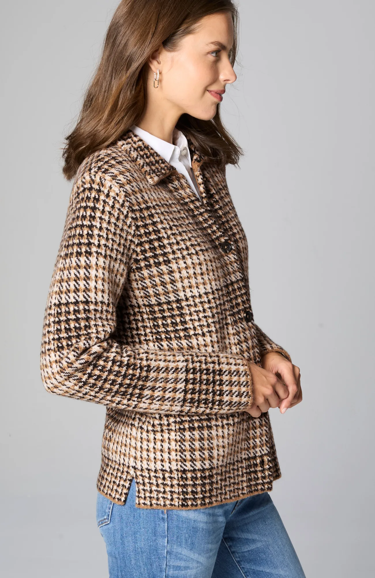 J.Jill Plaid Button-Front Sweater New