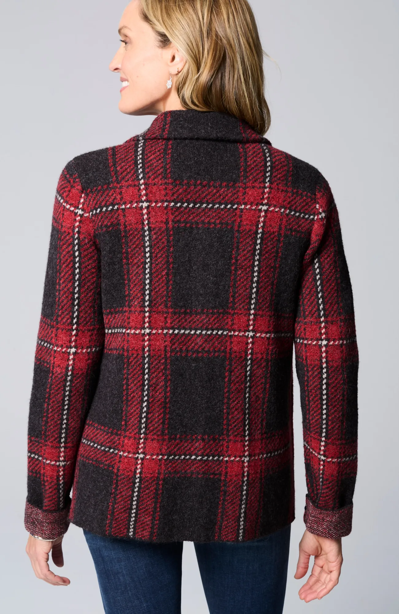 J.Jill Plaid Button-Front Sweater New