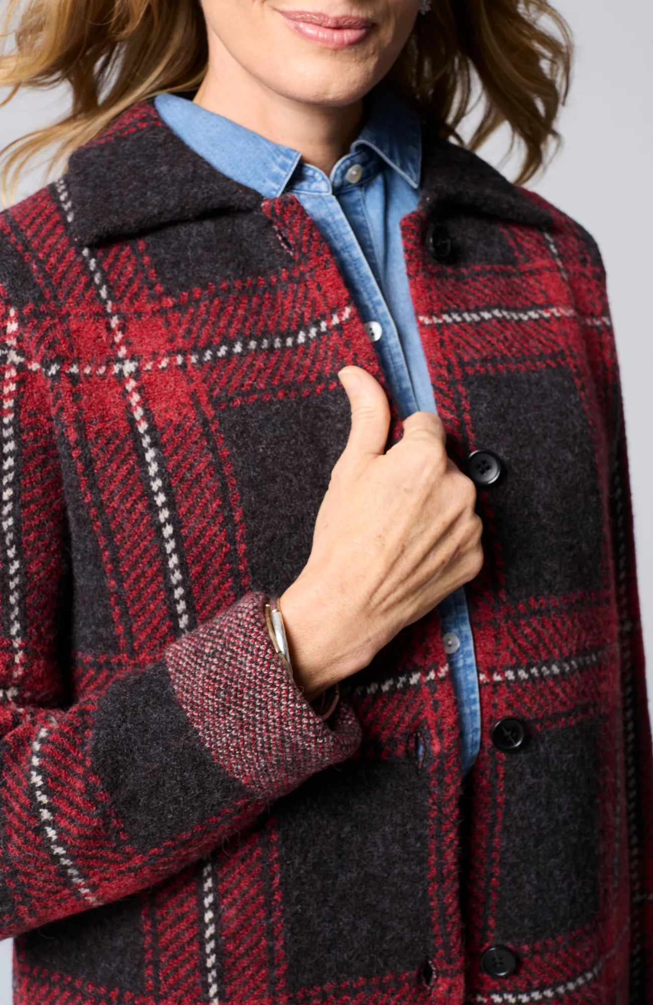 J.Jill Plaid Button-Front Sweater New