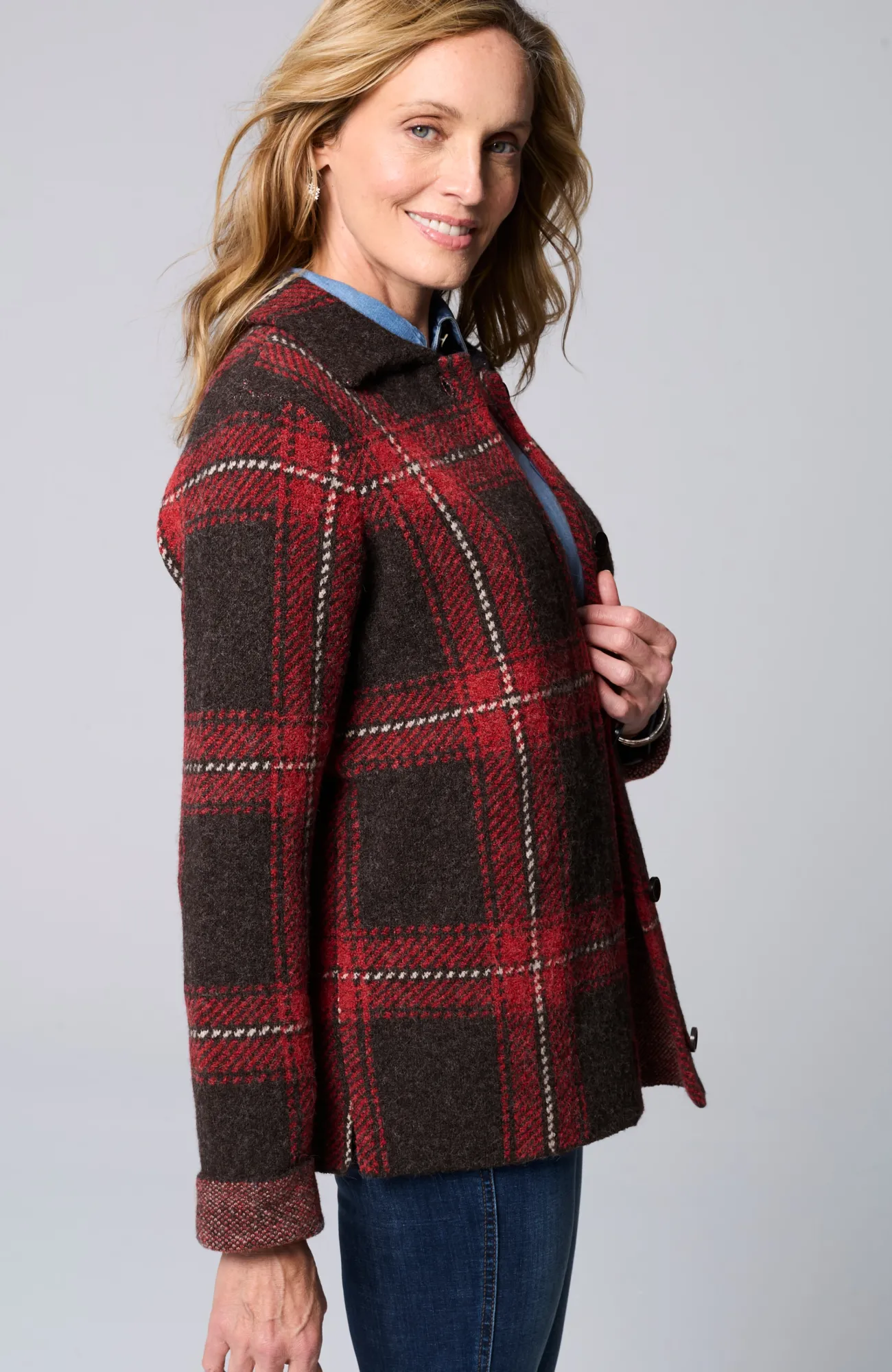J.Jill Plaid Button-Front Sweater New