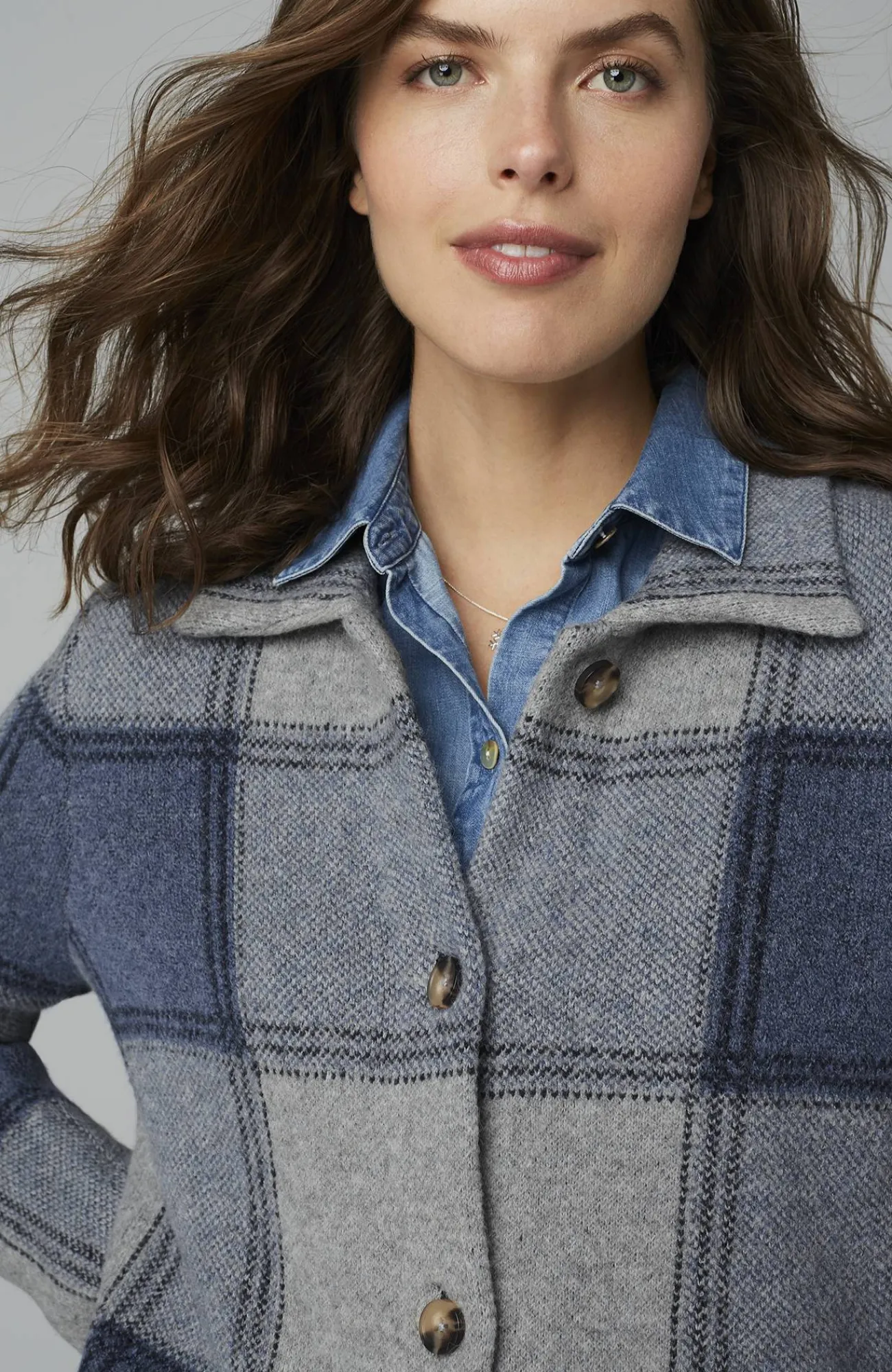 J.Jill Plaid Button-Front Sweater New