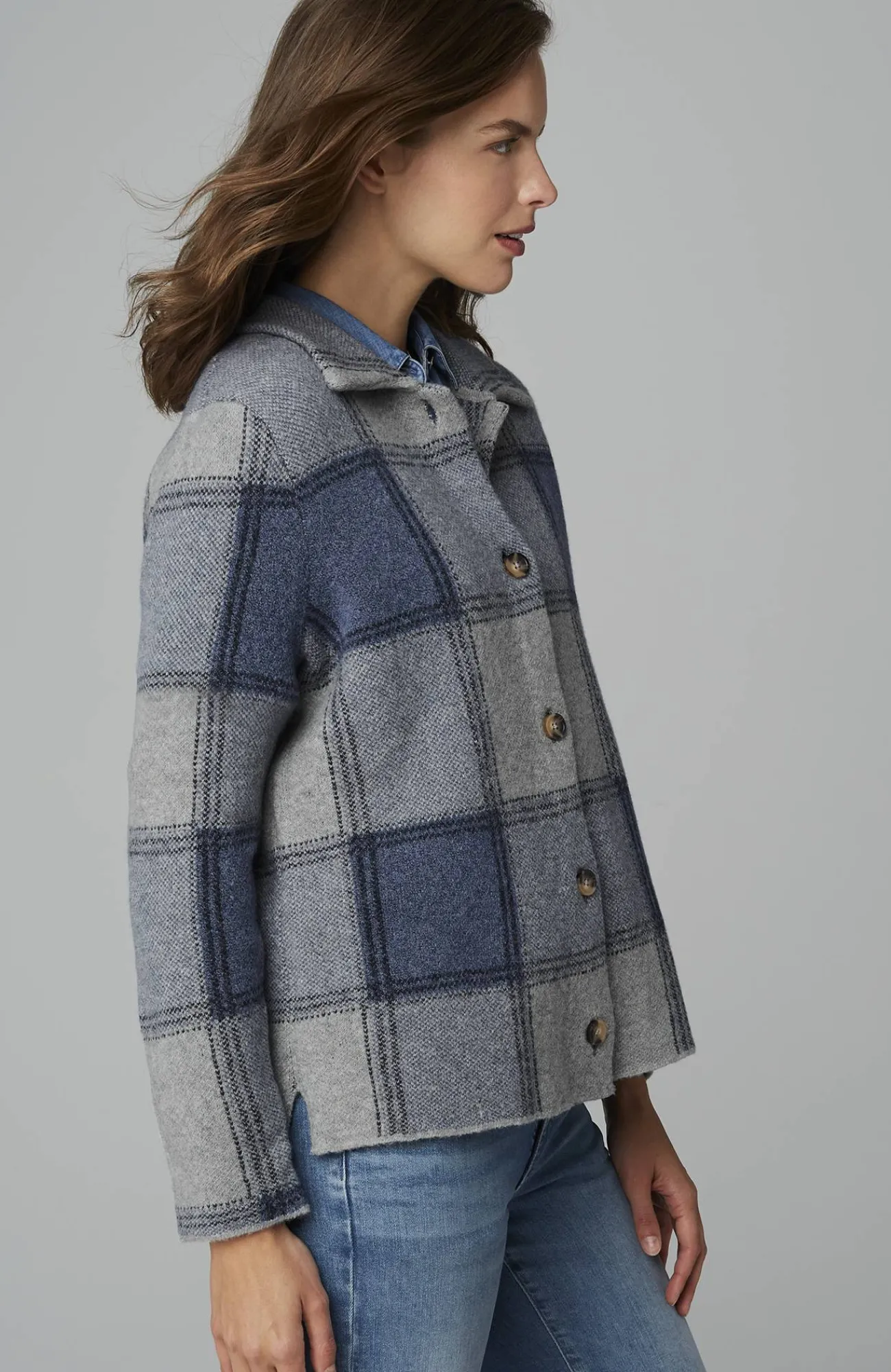J.Jill Plaid Button-Front Sweater New