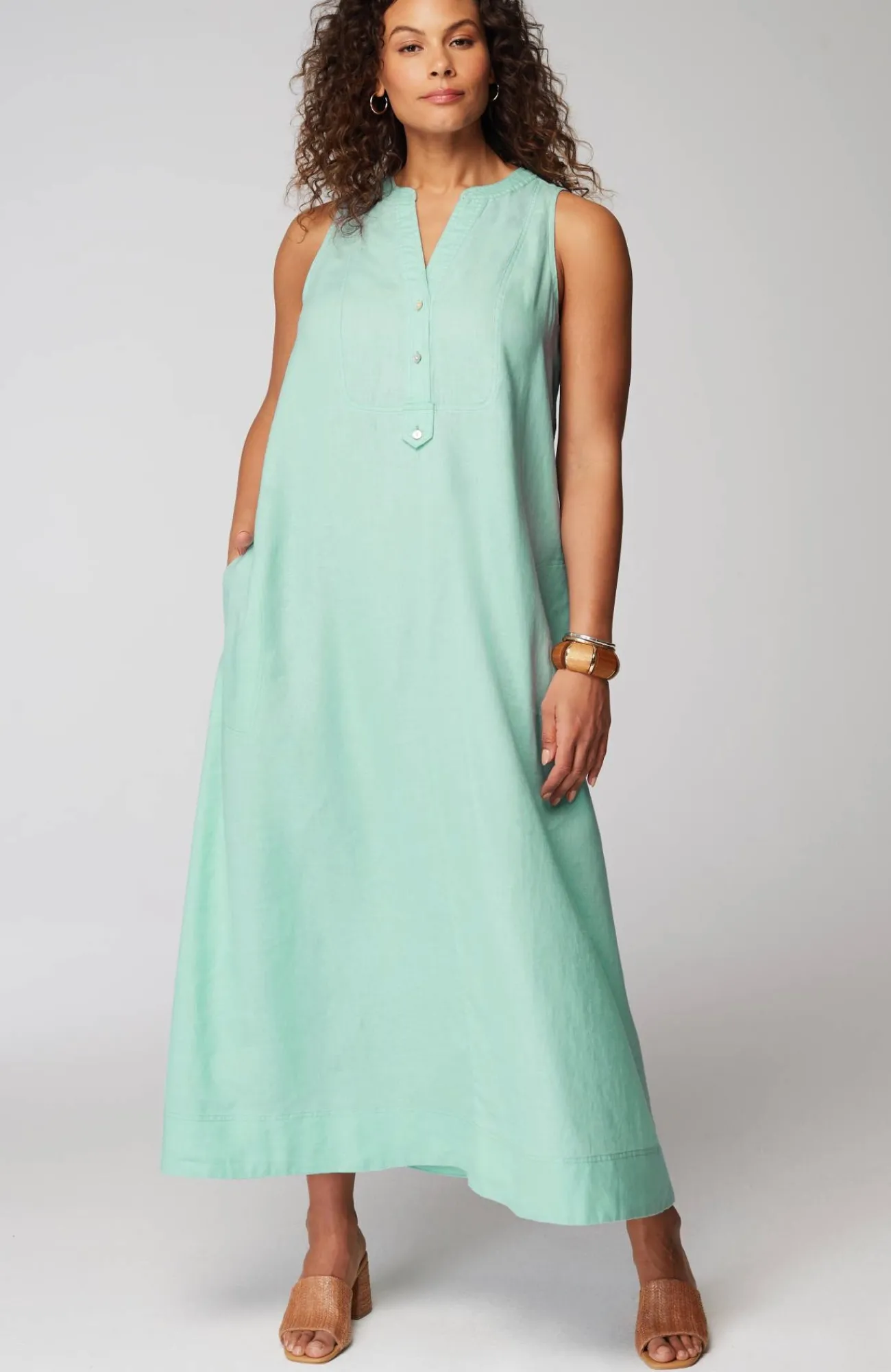 J.Jill Pleated Linen Maxi Dress Fashion