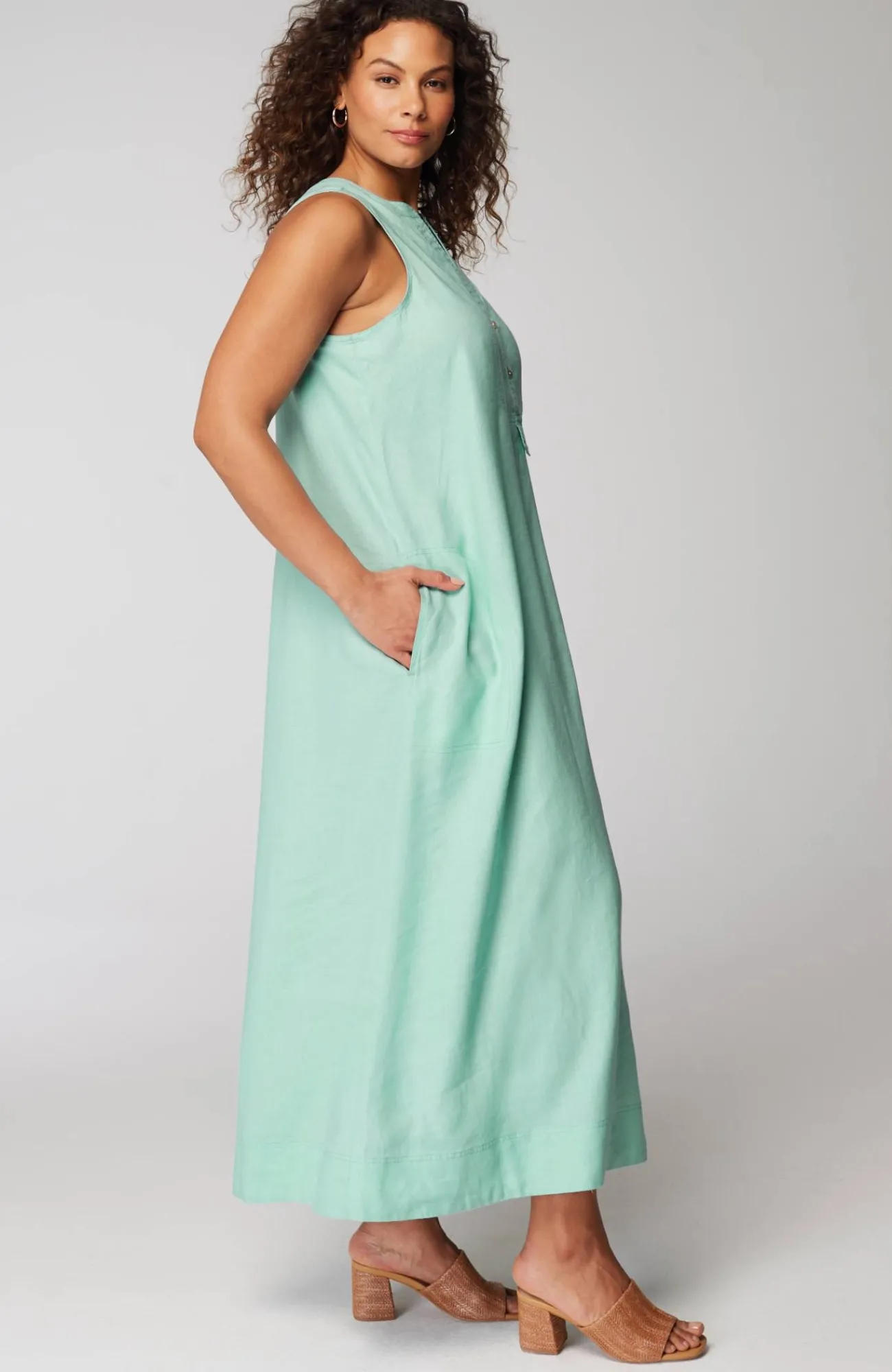 J.Jill Pleated Linen Maxi Dress Fashion