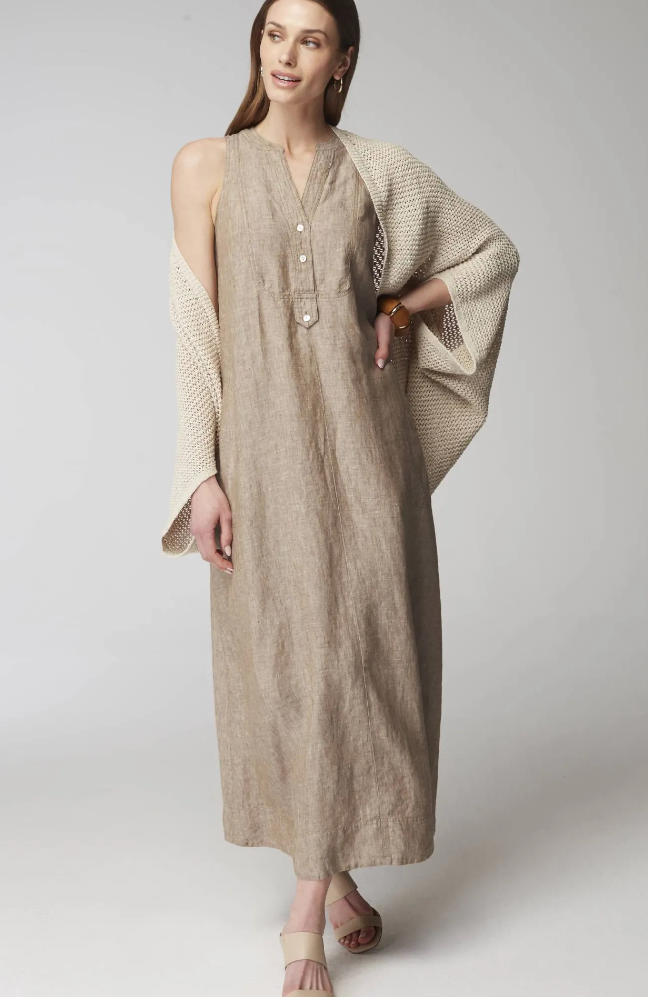 J.Jill Pleated Linen Maxi Dress Fashion