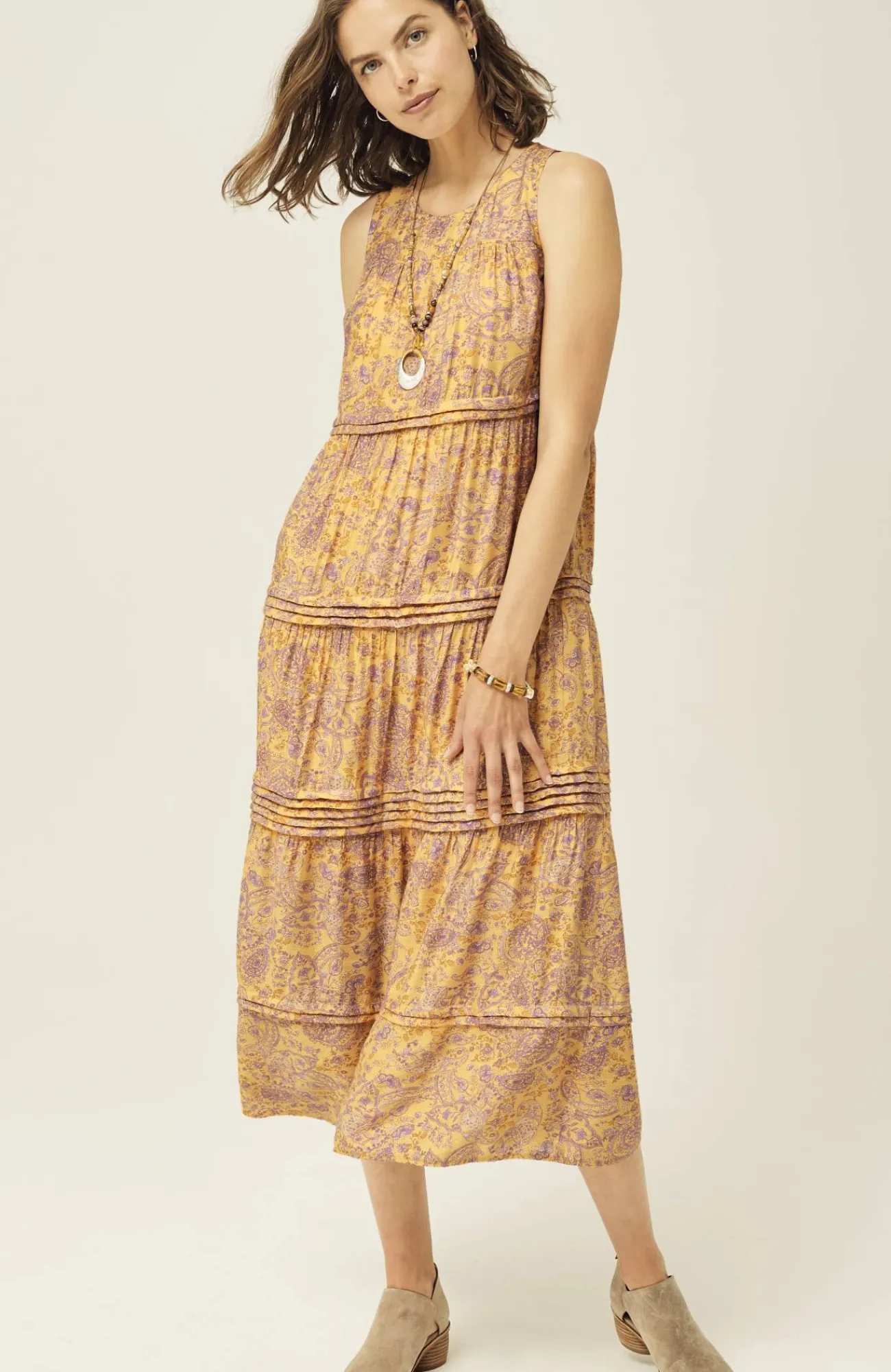J.Jill Pleated-Tiers Maxi Dress Clearance