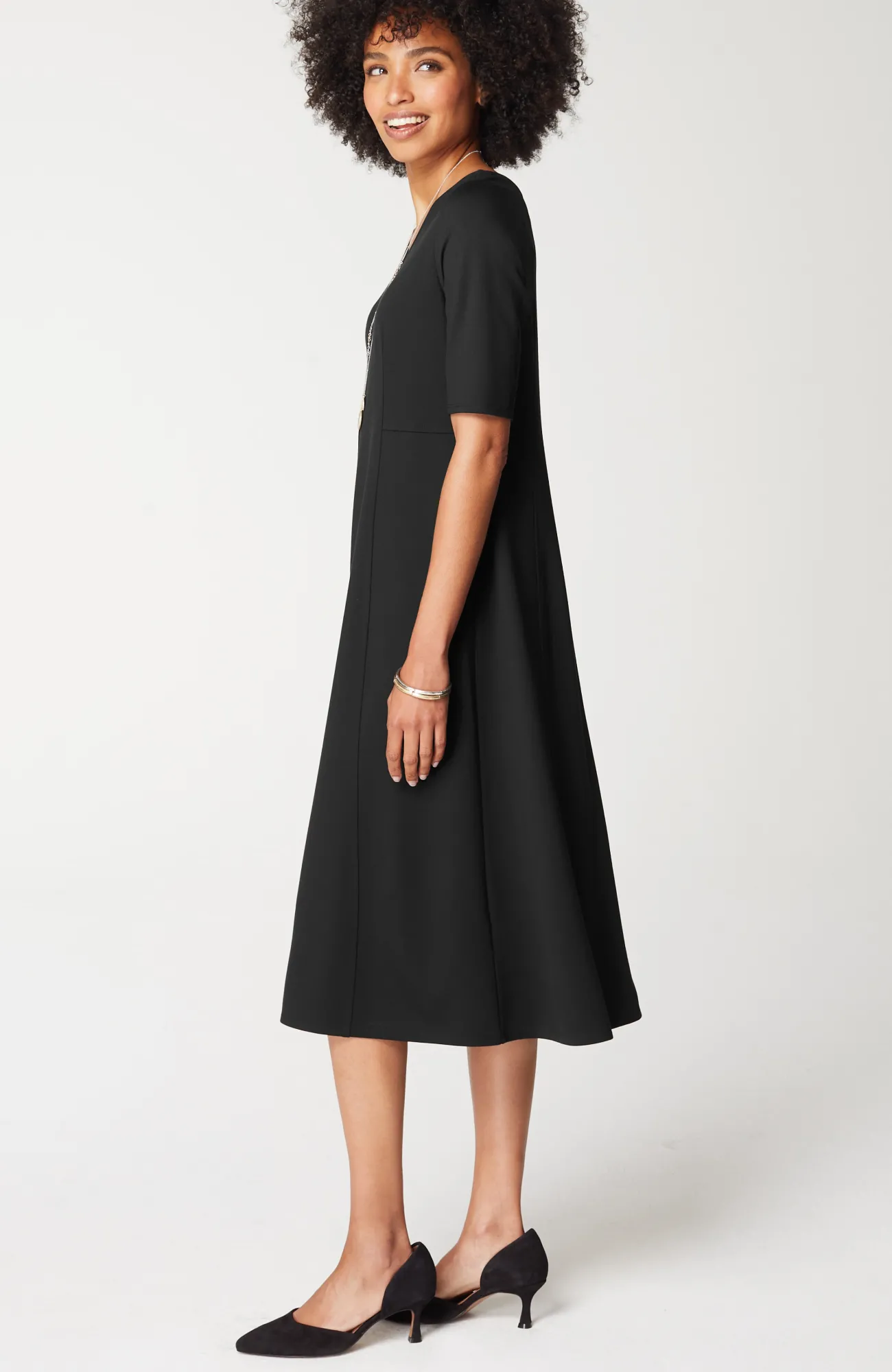 J.Jill Ponte Double-V-Neck Seamed Dress Black Outlet