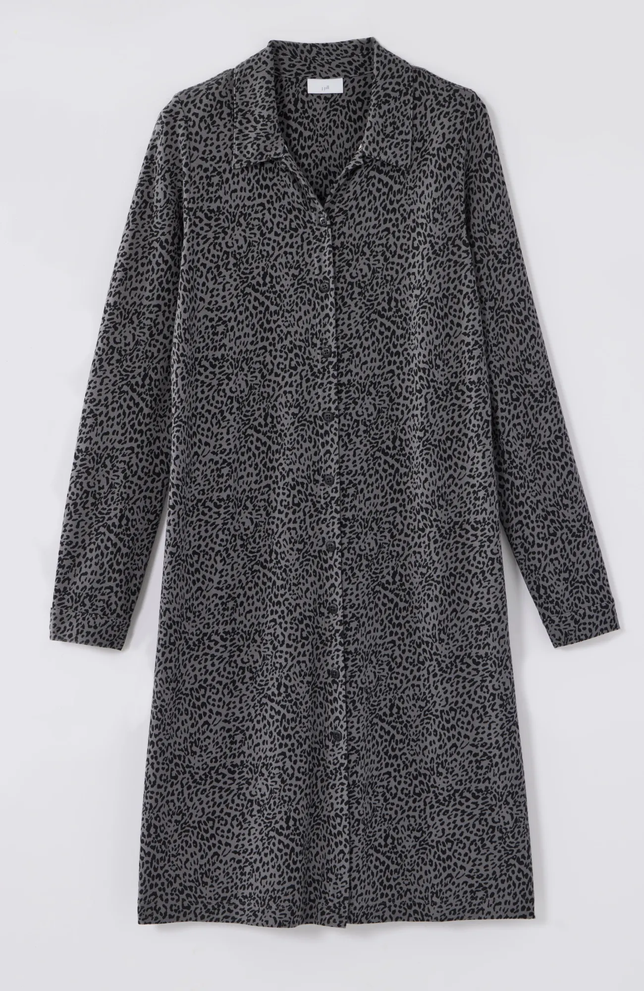 J.Jill Ponte Knit Shirtdress Pewter Elegant Leopard Best