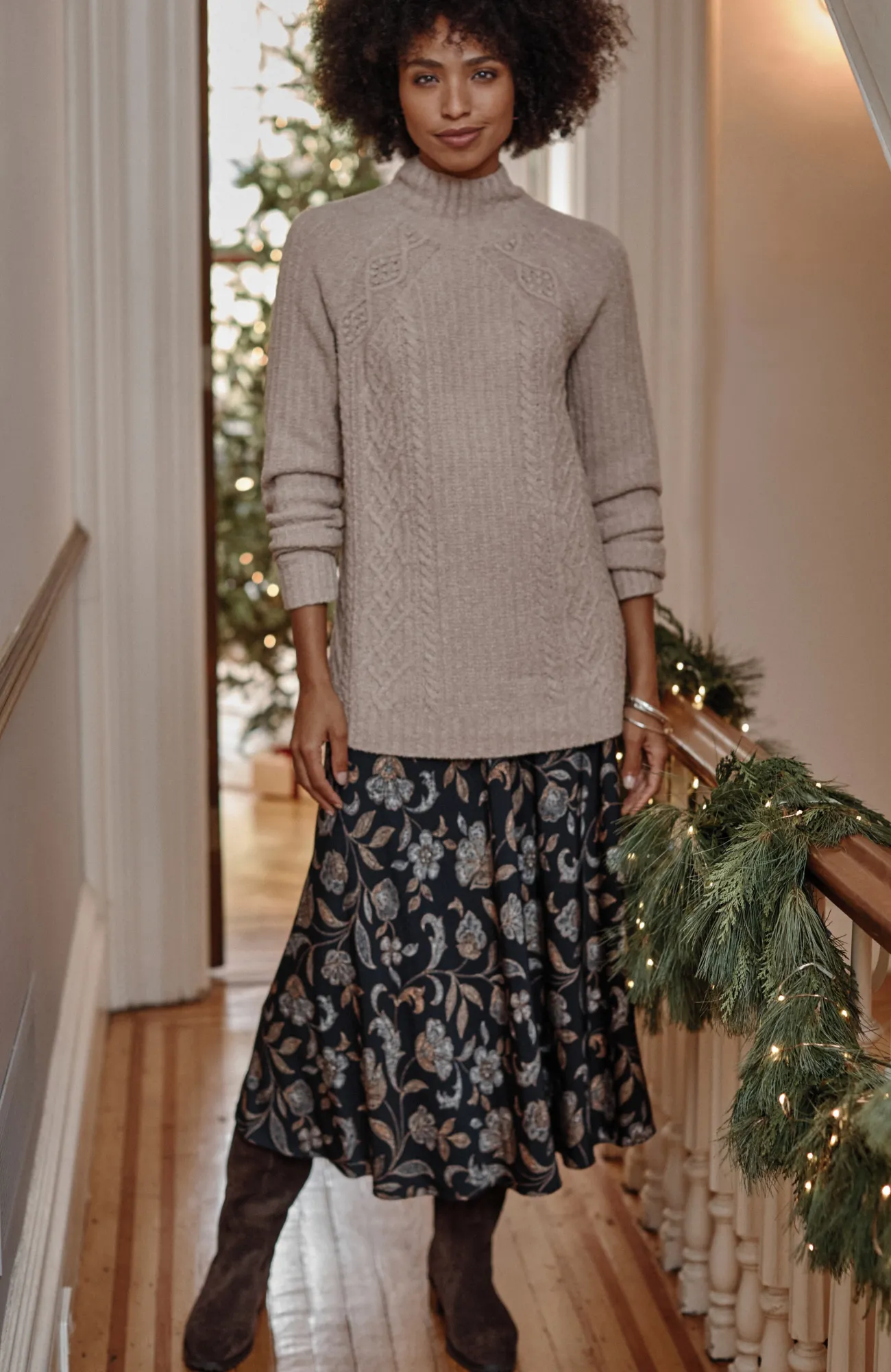 J.Jill Printed A-Line Midi Skirt Black Sequin Jacobean Cheap
