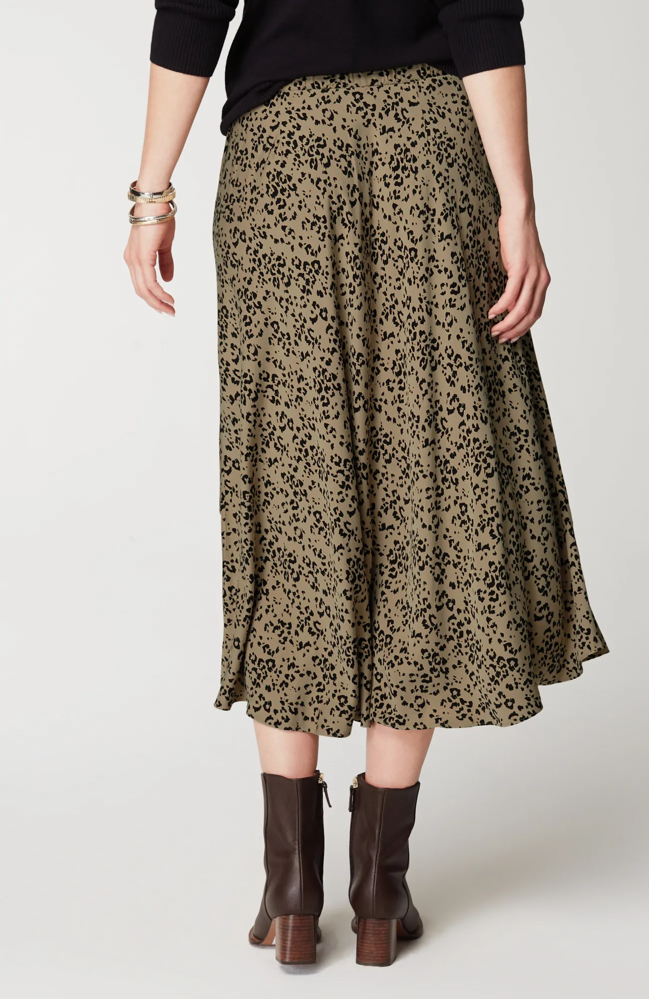 J.Jill Printed A-Line Midi Skirt Black Sequin Jacobean Cheap