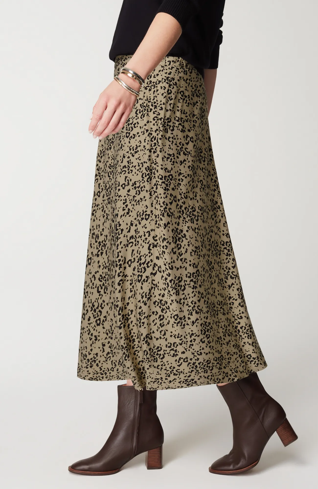 J.Jill Printed A-Line Midi Skirt Black Sequin Jacobean Cheap