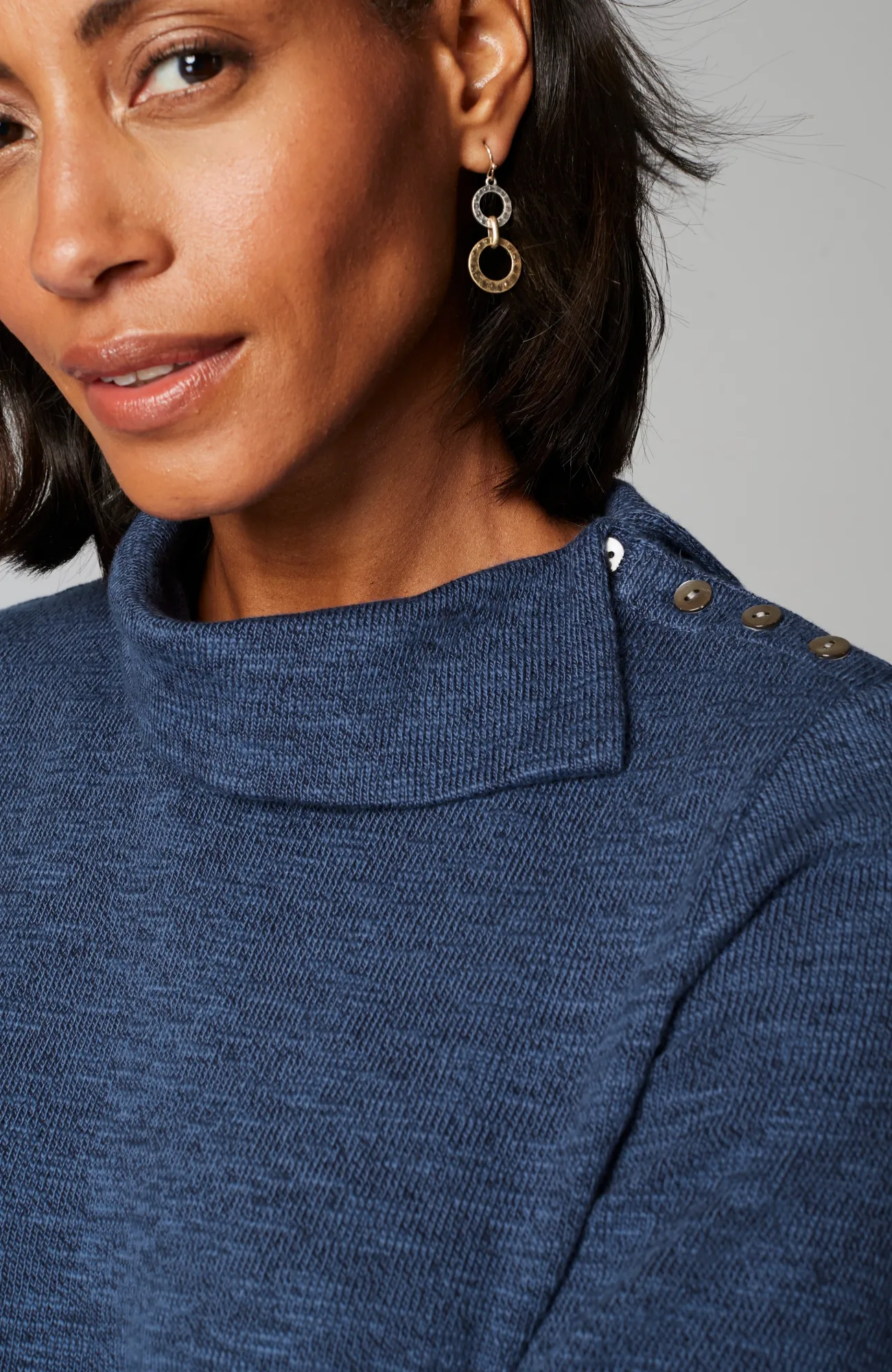 J.Jill Pure Jill Asymmetrical Cowl-Neck Dress Navy Blue/soft Indigo Cheap
