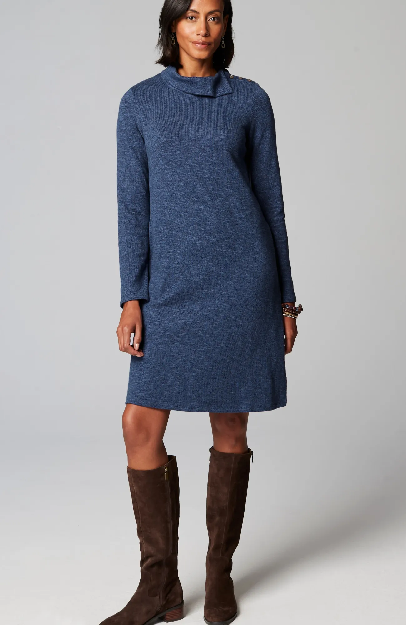 J.Jill Pure Jill Asymmetrical Cowl-Neck Dress Navy Blue/soft Indigo Cheap