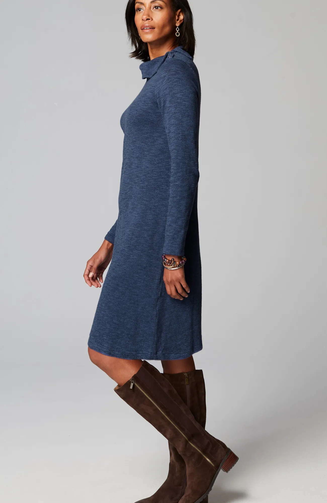 J.Jill Pure Jill Asymmetrical Cowl-Neck Dress Navy Blue/soft Indigo Cheap