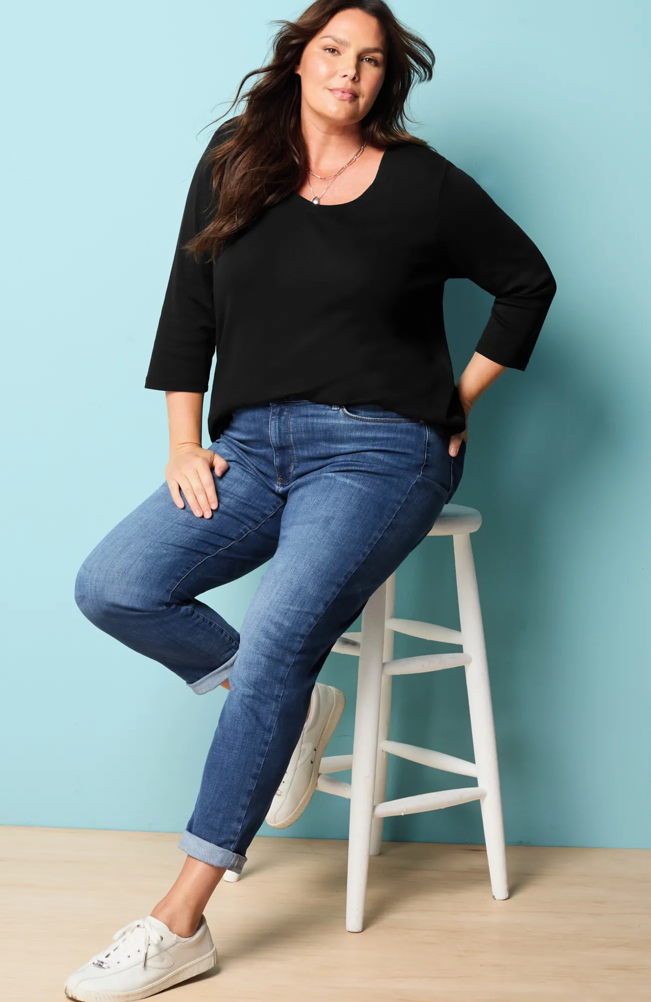 J.Jill Pure Jill Ballet-Sleeve Tunic Black Clearance