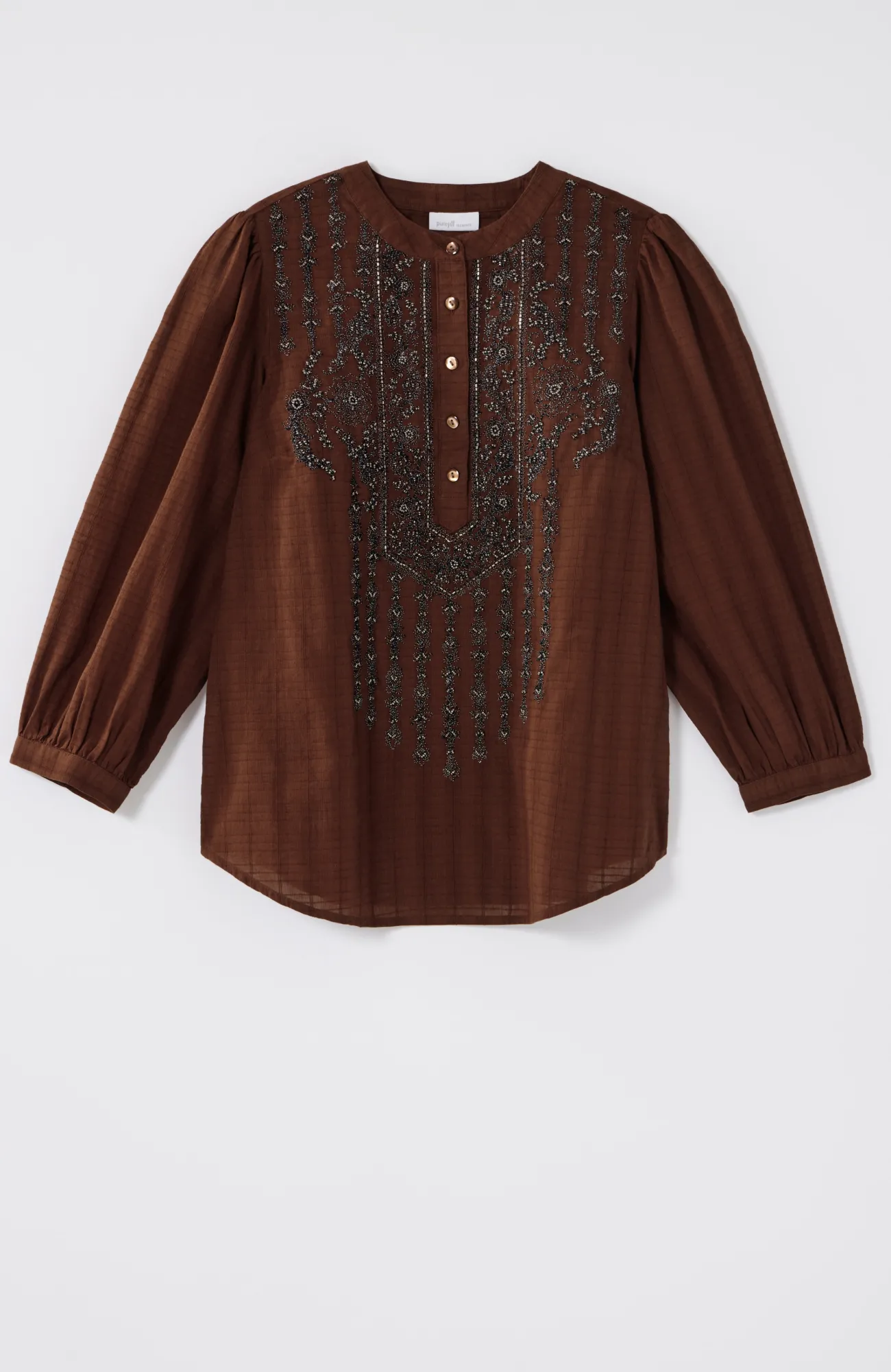 J.Jill Pure Jill Beaded & Embroidered Top Dark Rust Multi Best Sale