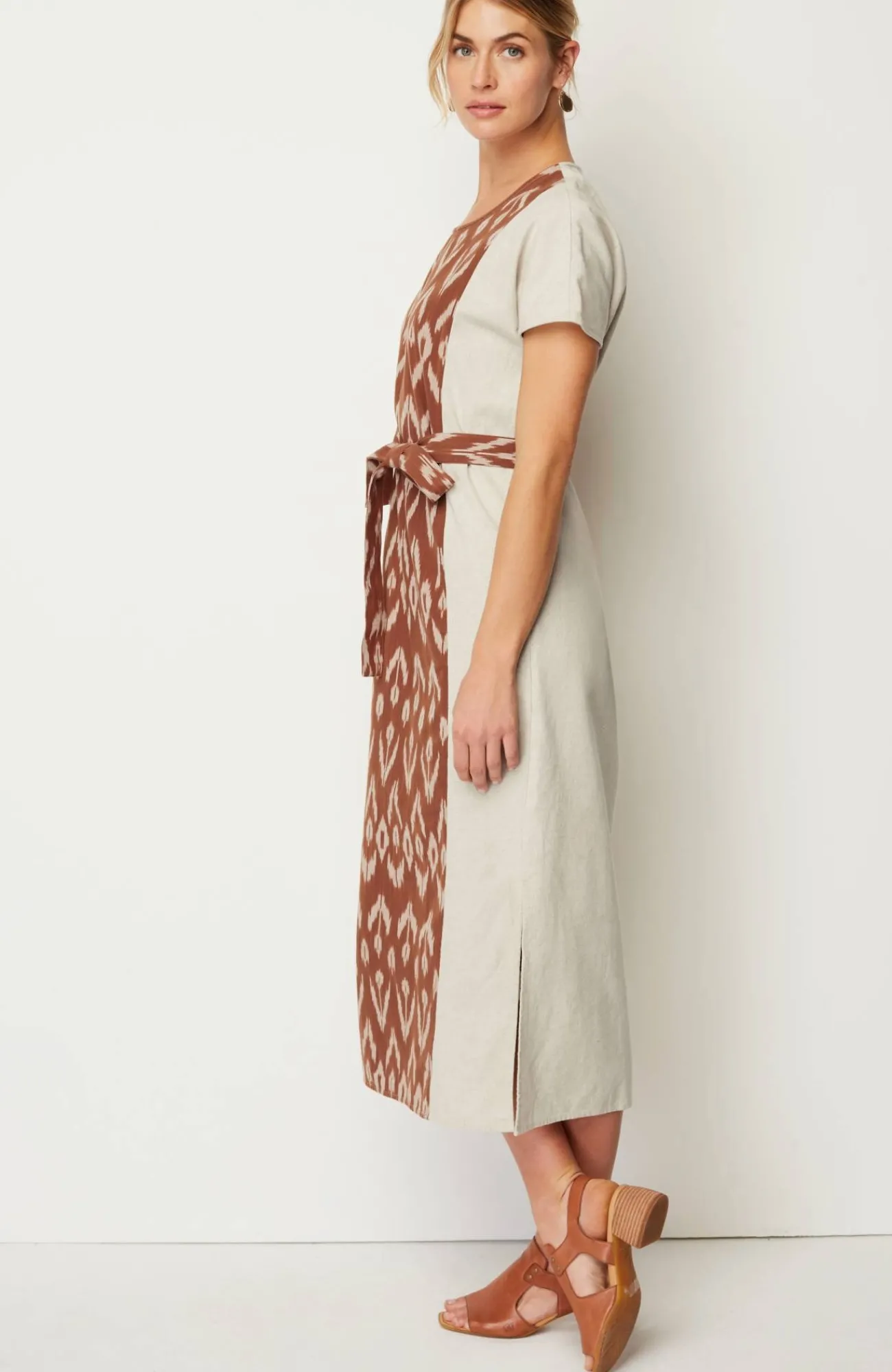 J.Jill Pure Jill Belted Ikat Dress Dark Cinnamon Multi/barley Online