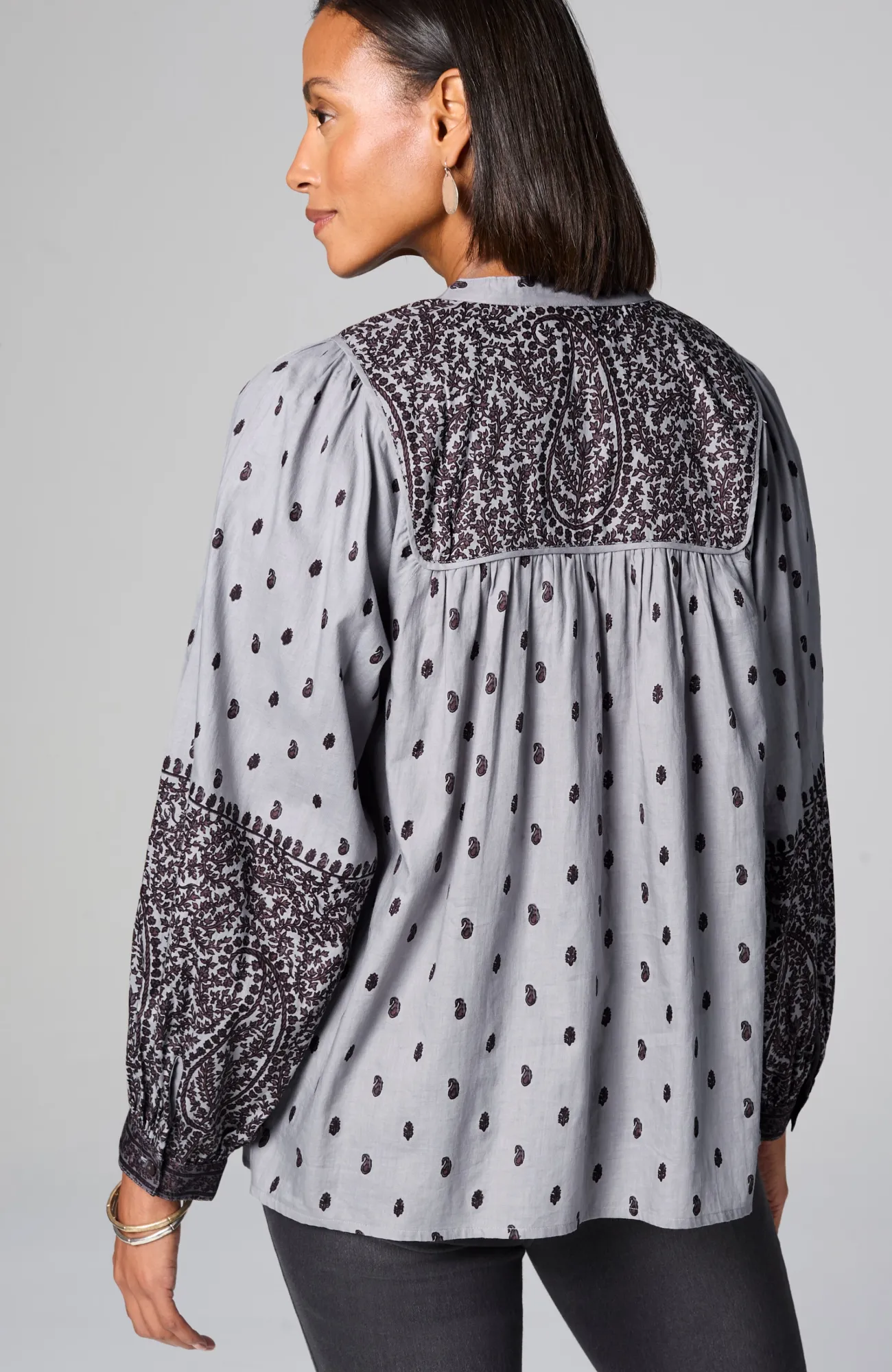 J.Jill Pure Jill Block-Printed Paisley Top Silver Dollar Paisley Mix Block Online